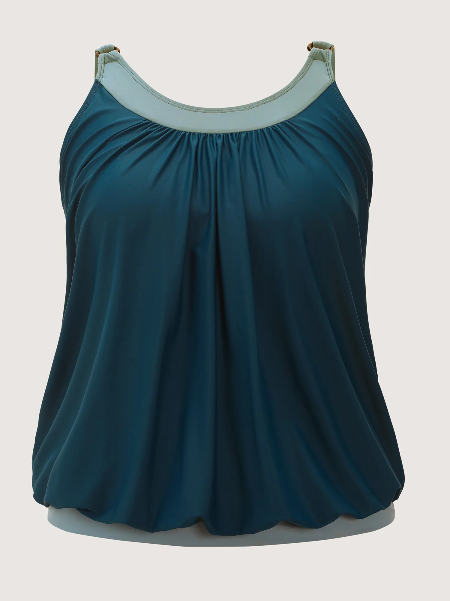 Color Block Pleated Adjustable Swim Top - Image 7