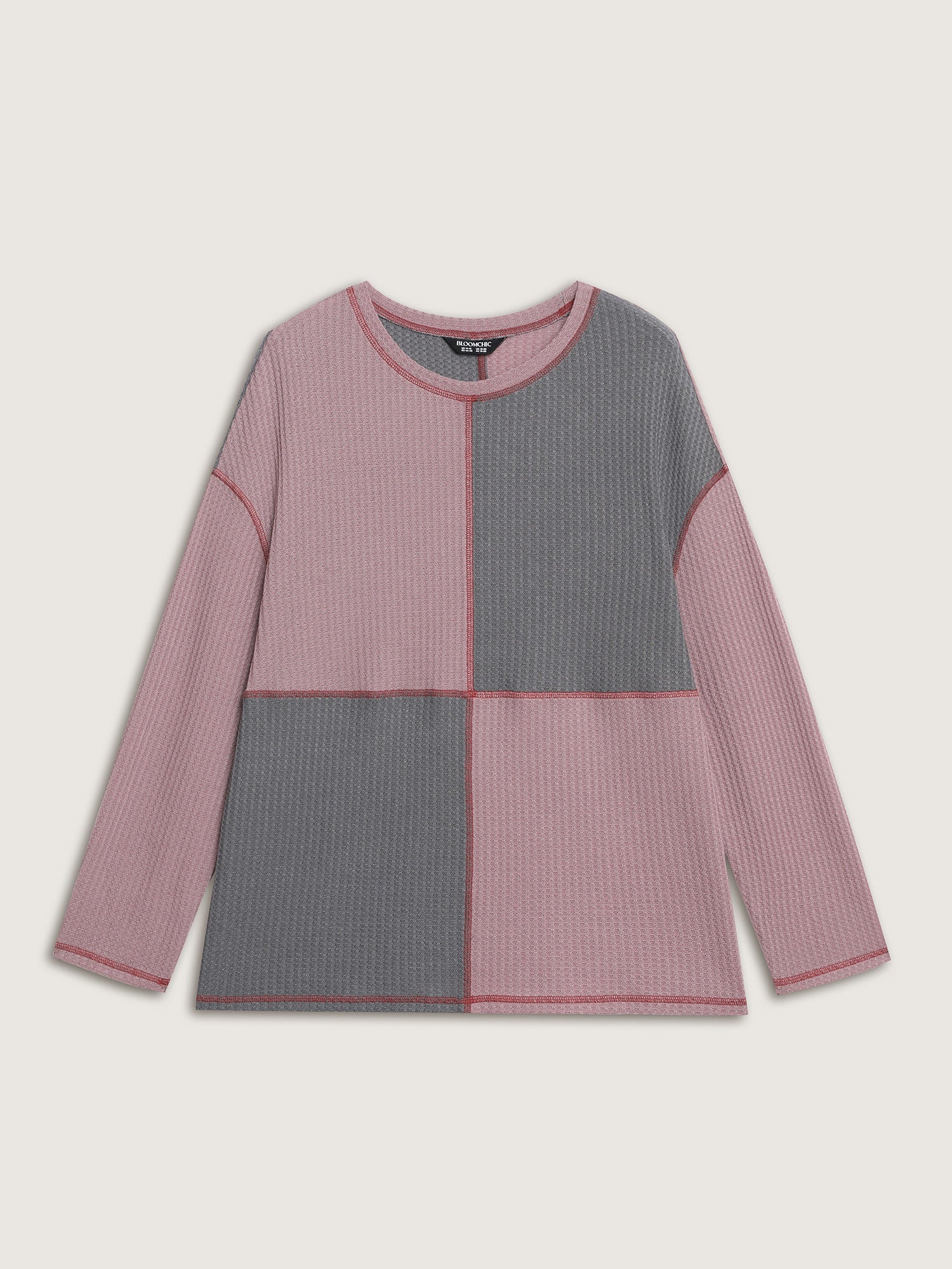 Color Block Ribbed Drop Shoulder T-Shirt - Image 7