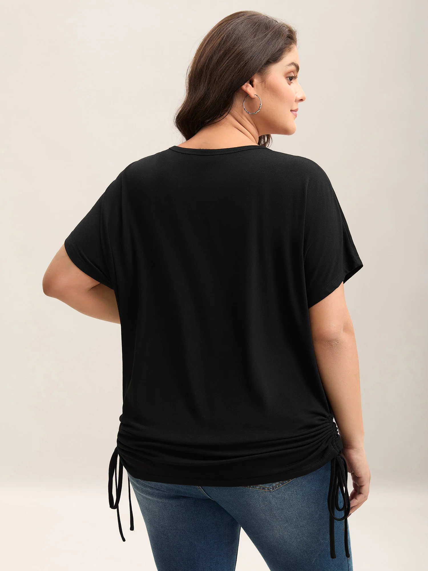 Color Block Ruched Drawstring T-Shirt - Image 4