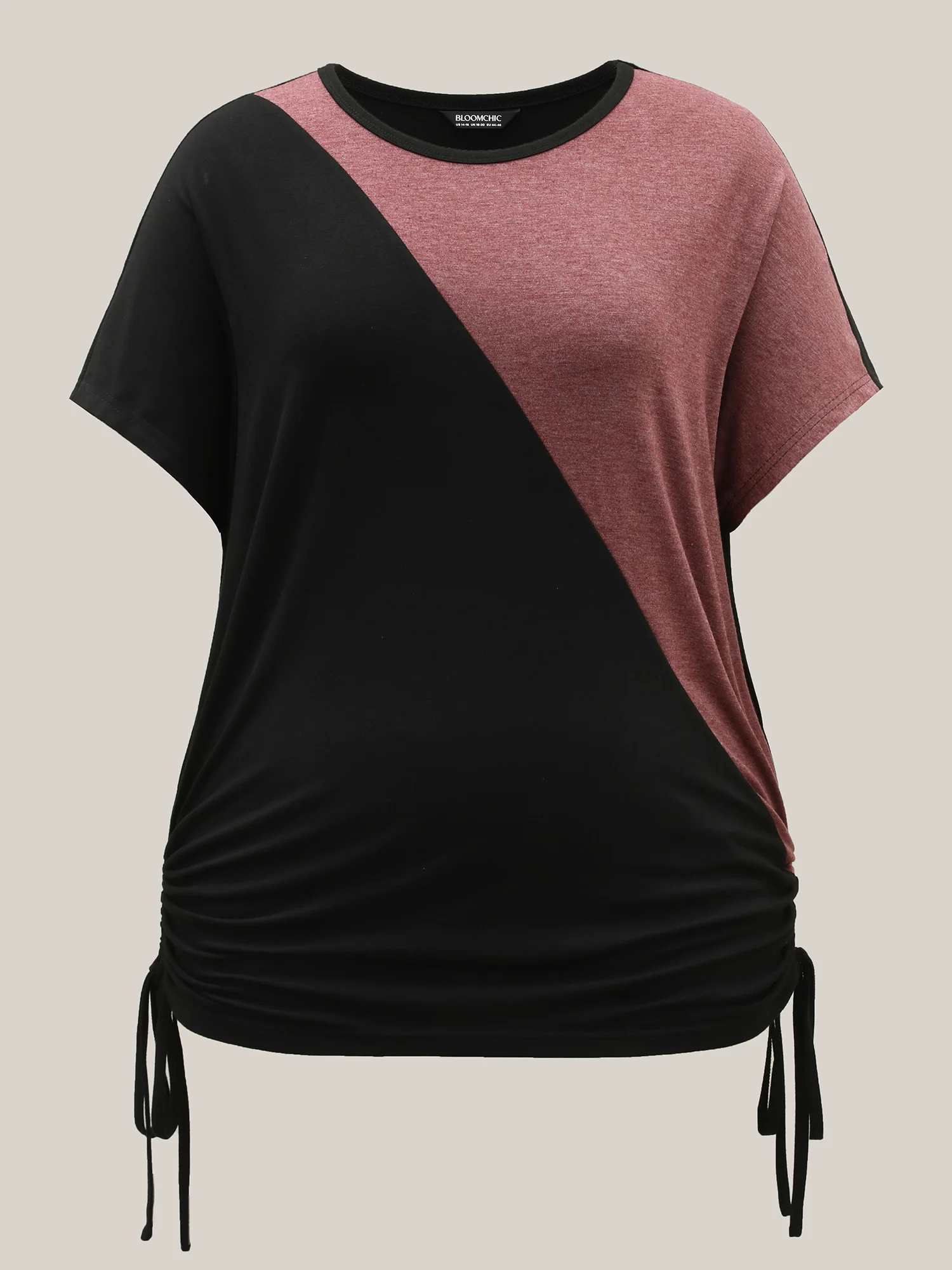 Color Block Ruched Drawstring T-Shirt - Image 7