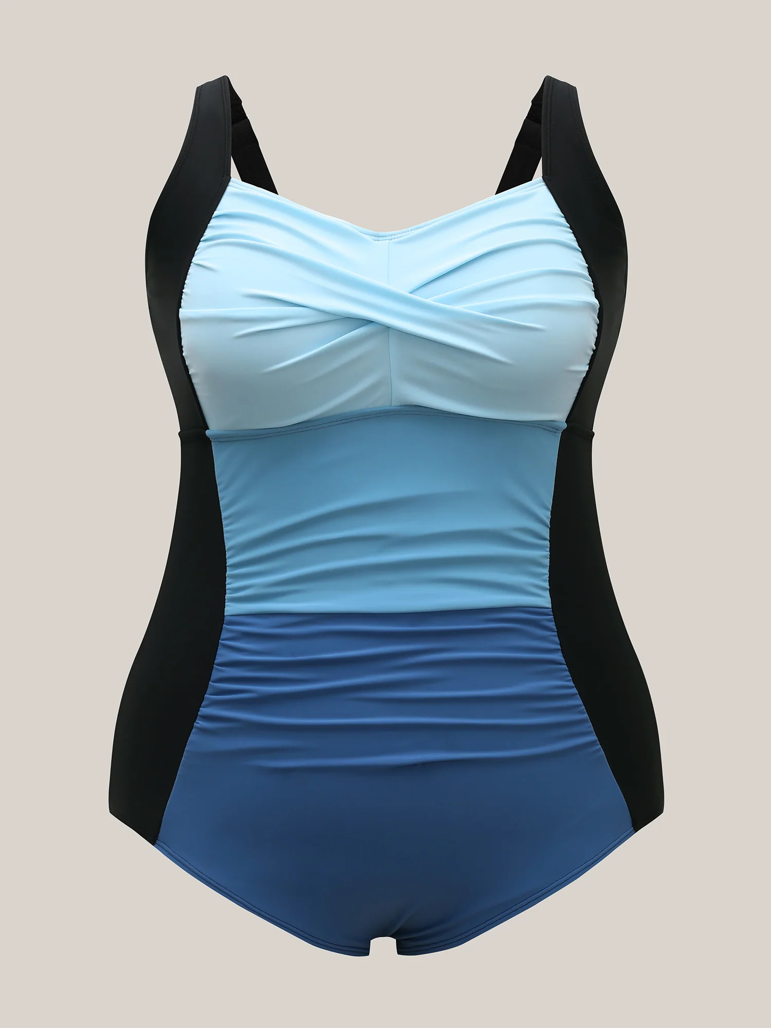 Color Block Ruched One-Piece Swimsuit - Image 8