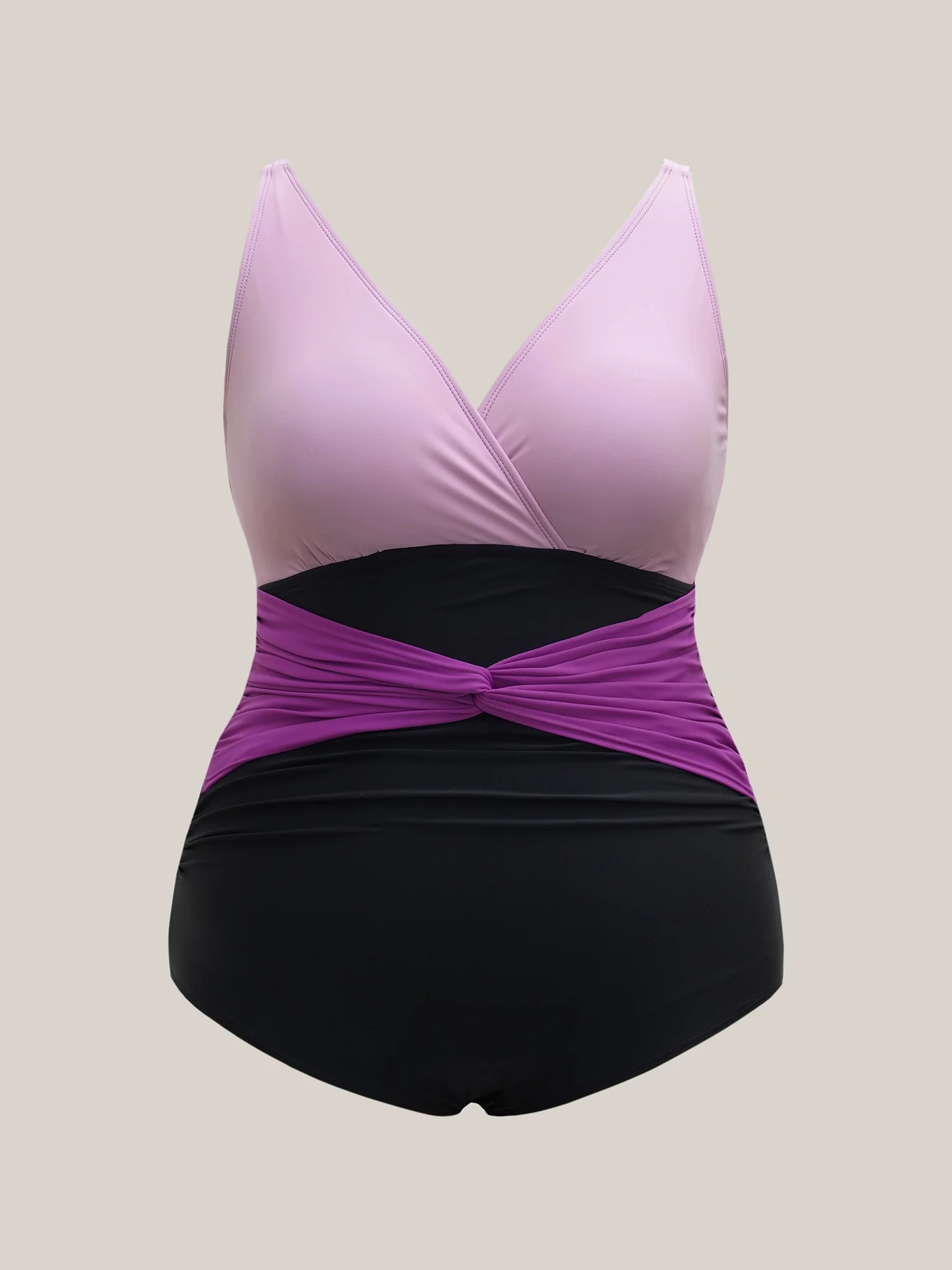 Color Block Ruched One-Piece Swimsuit - Image 8