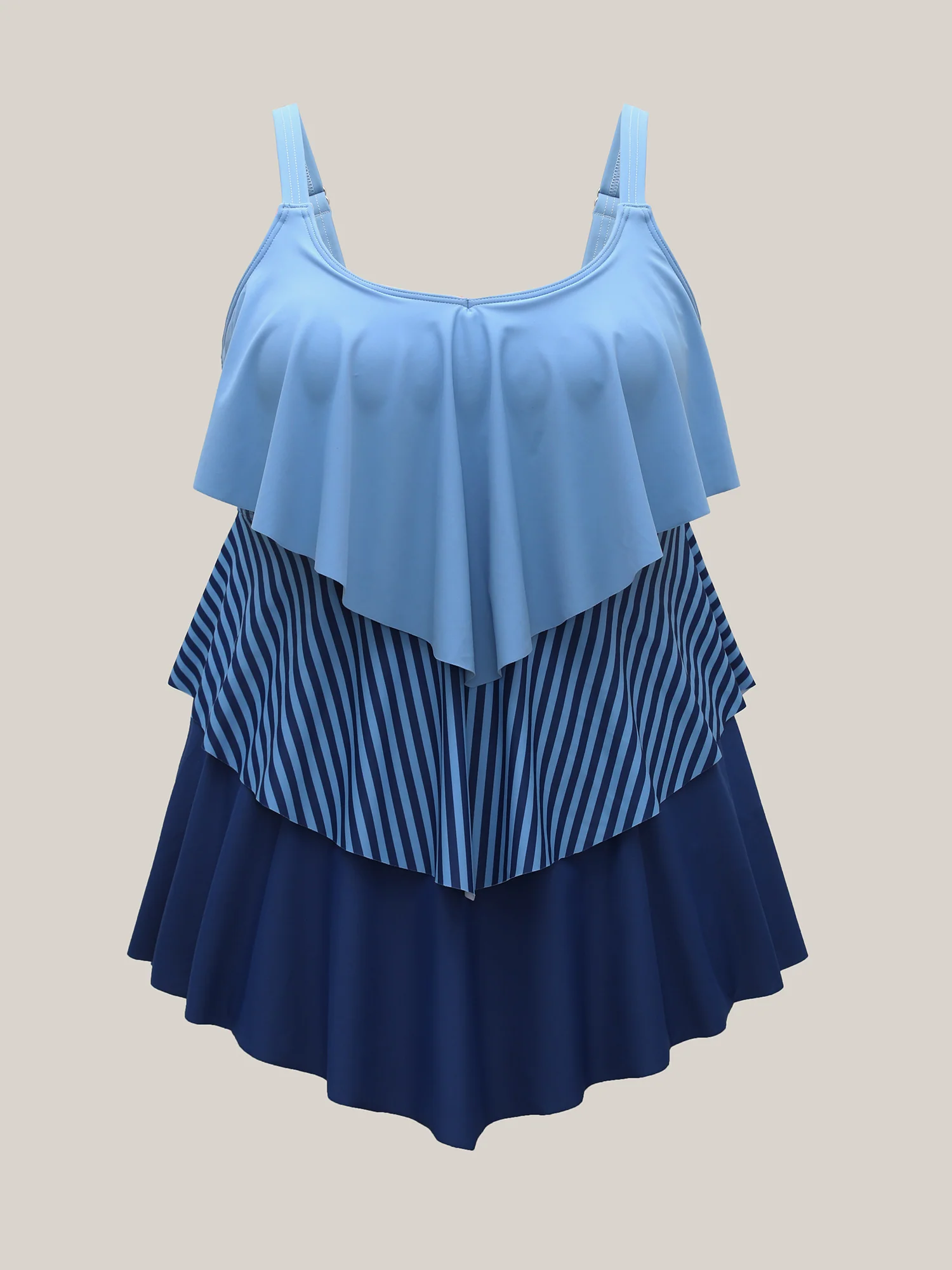 Color Block Ruffled Flared Swim Top - Image 8