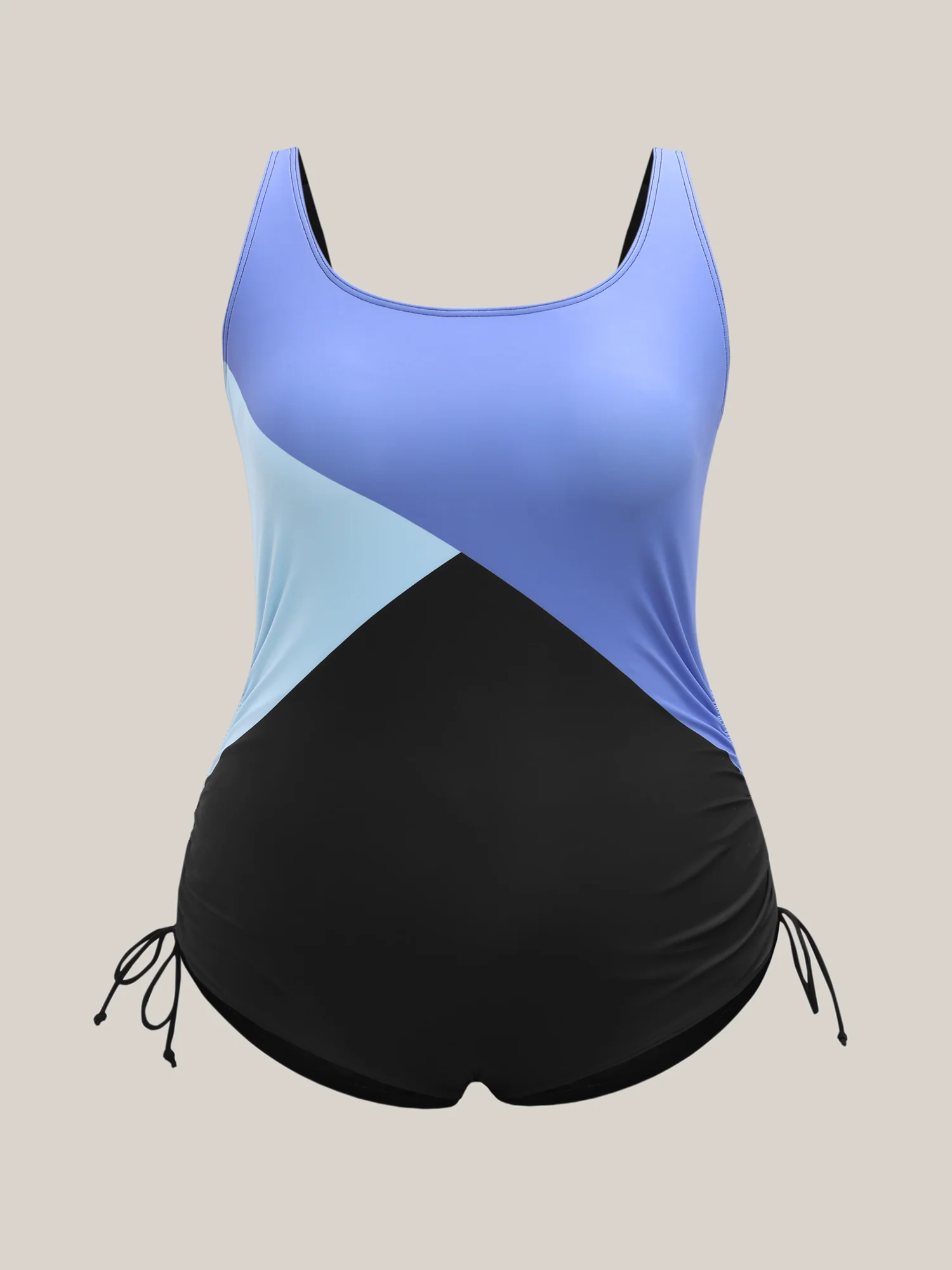 Color Block Side Drawstring One-Piece Swimsuit - Image 5