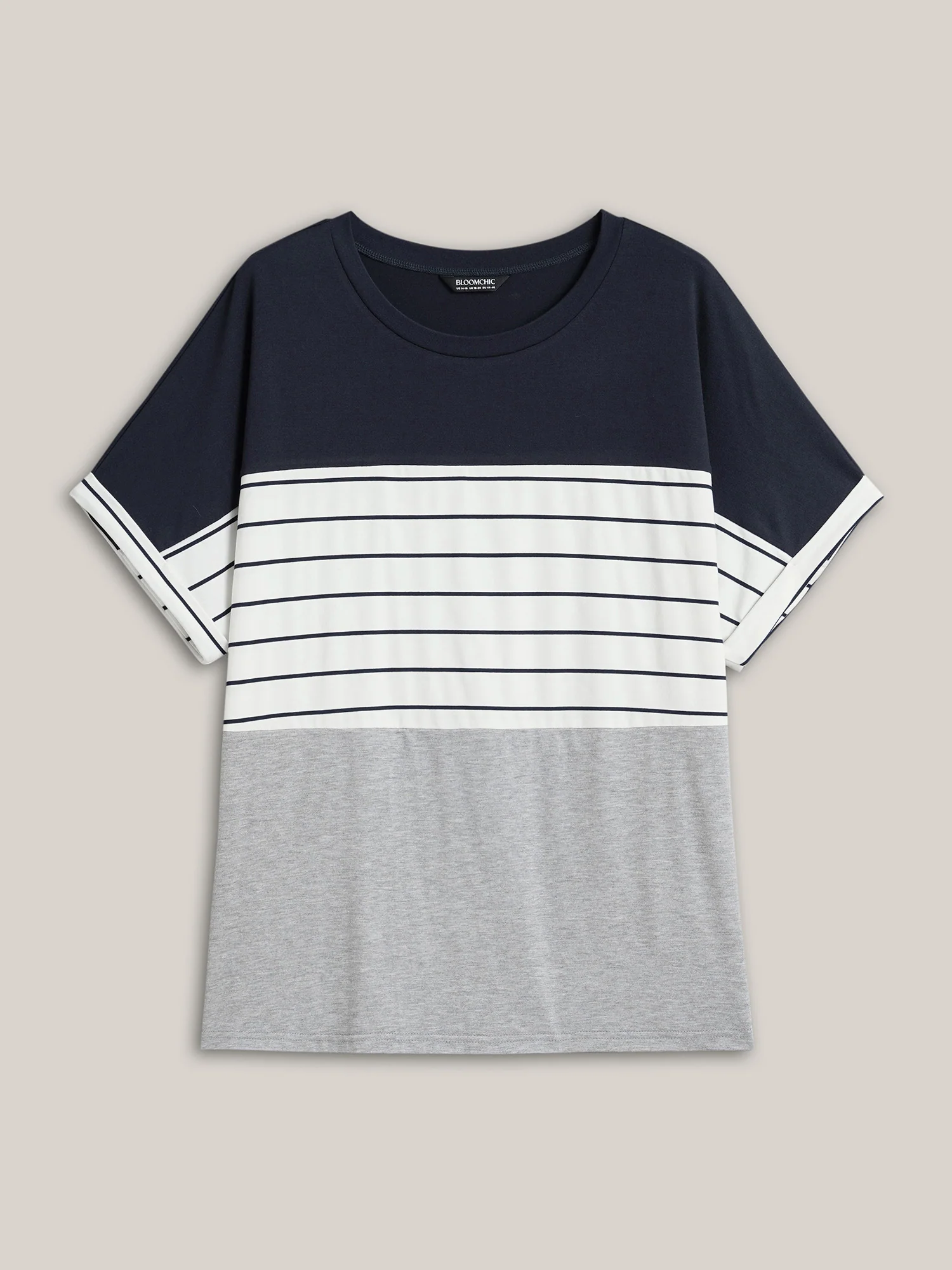 Color-Block Stretchy Stripes T-Shirt - Image 8