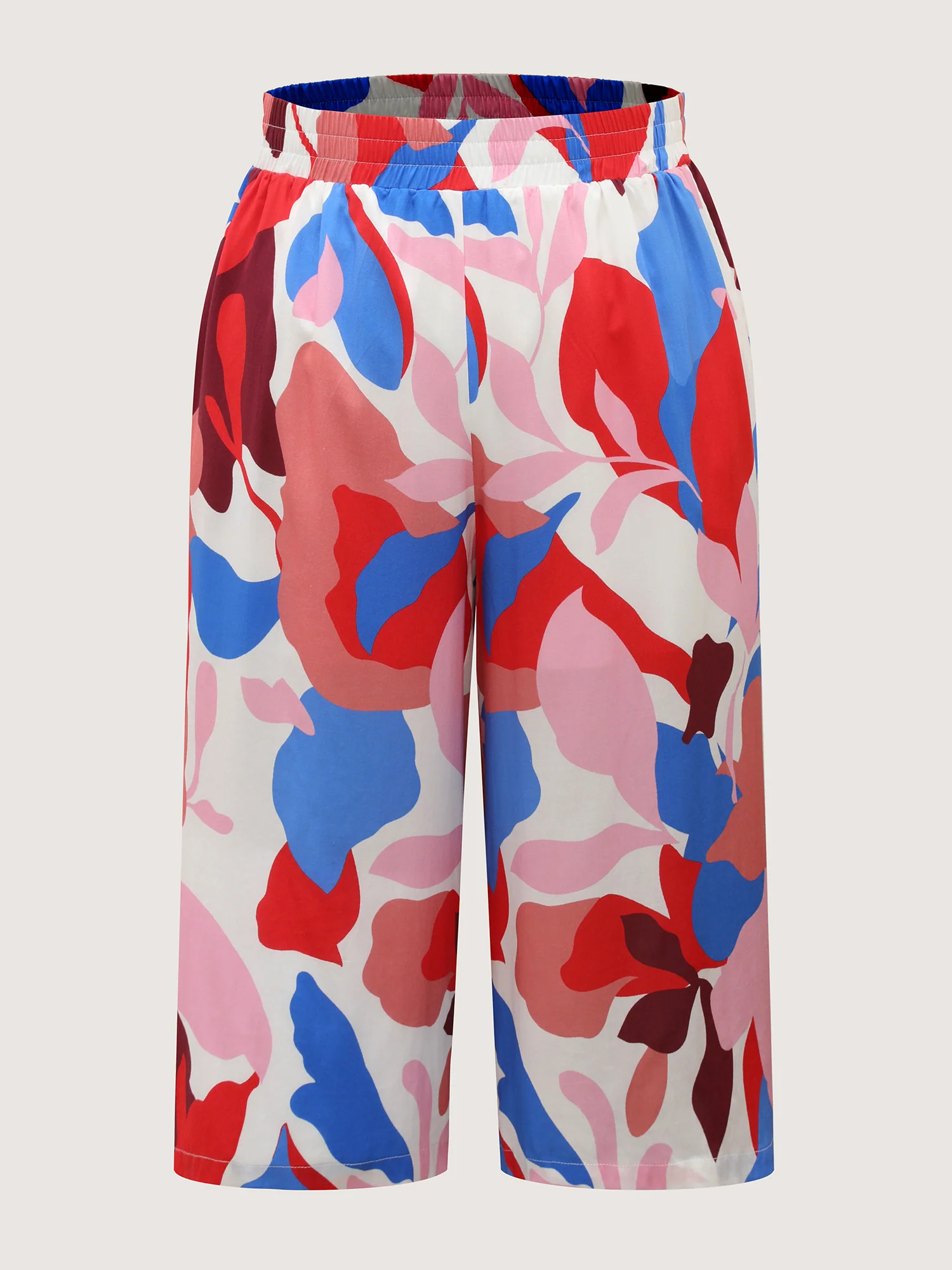 Color Block Stretchy Waist Wide-Leg Pants - Image 8