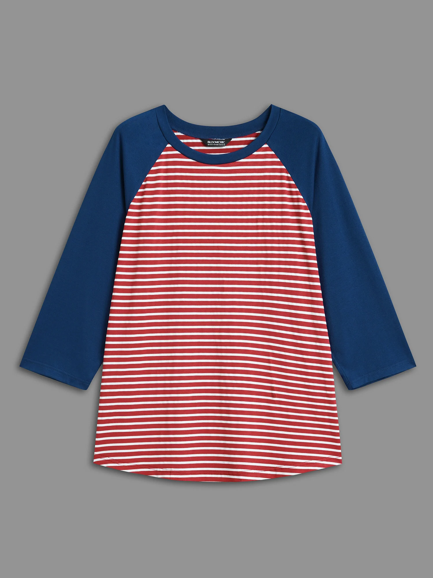 Color-Block Striped Raglan Sleeve T-Shirt - Image 7