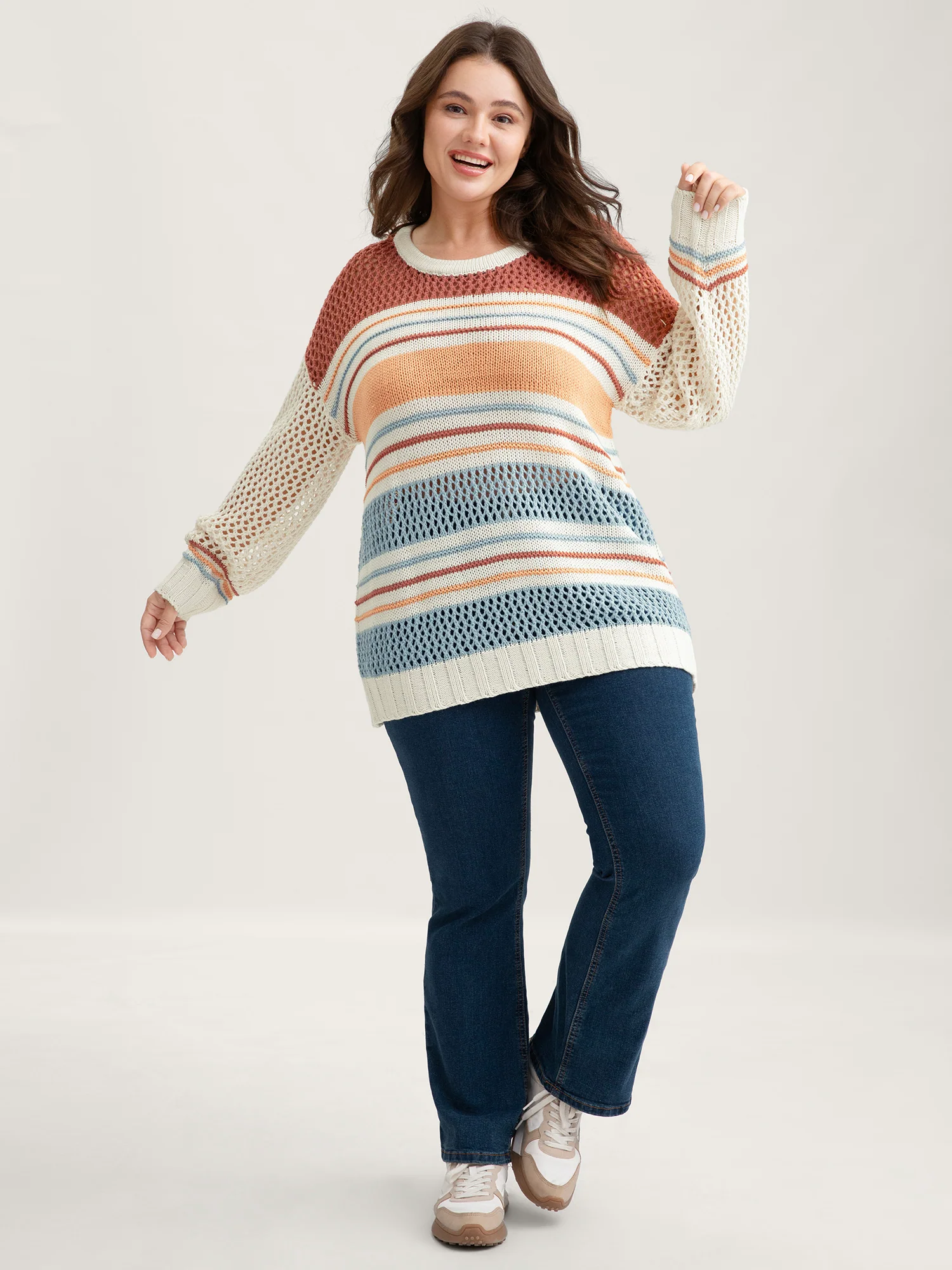 Color Block Textured Cut-Out Pullover - Image 4