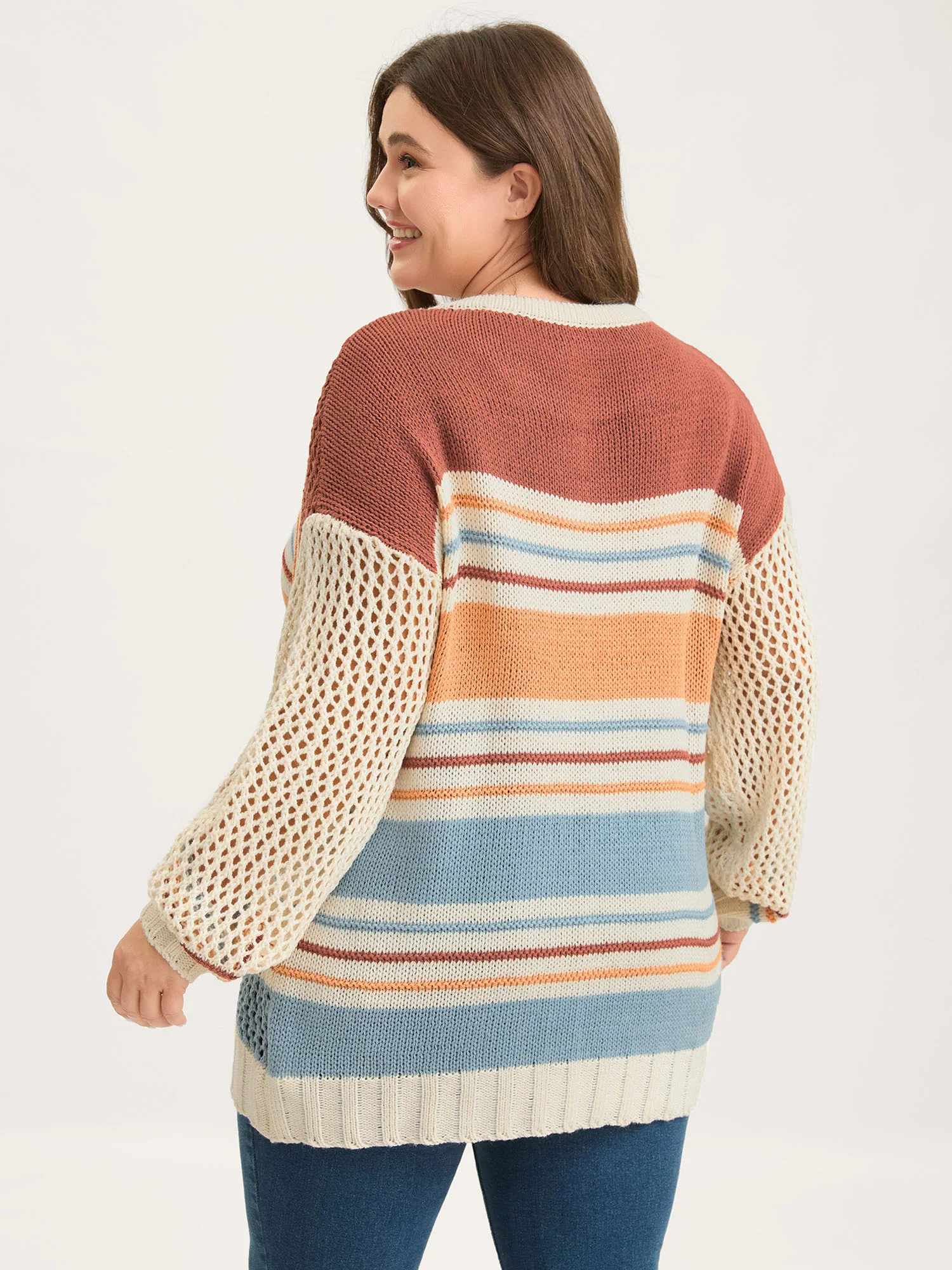 Color Block Textured Cut-Out Pullover - Image 5