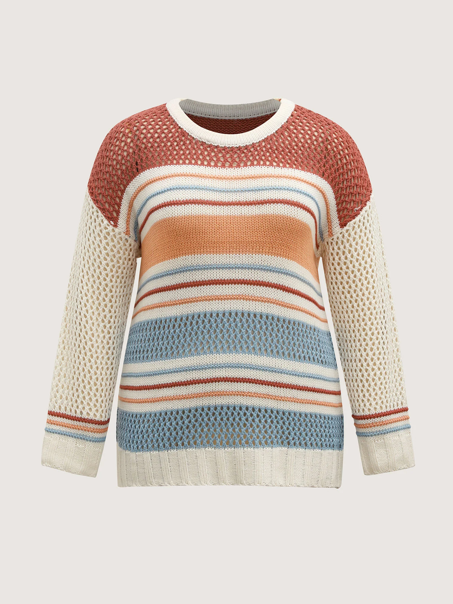 Color Block Textured Cut-Out Pullover - Image 6