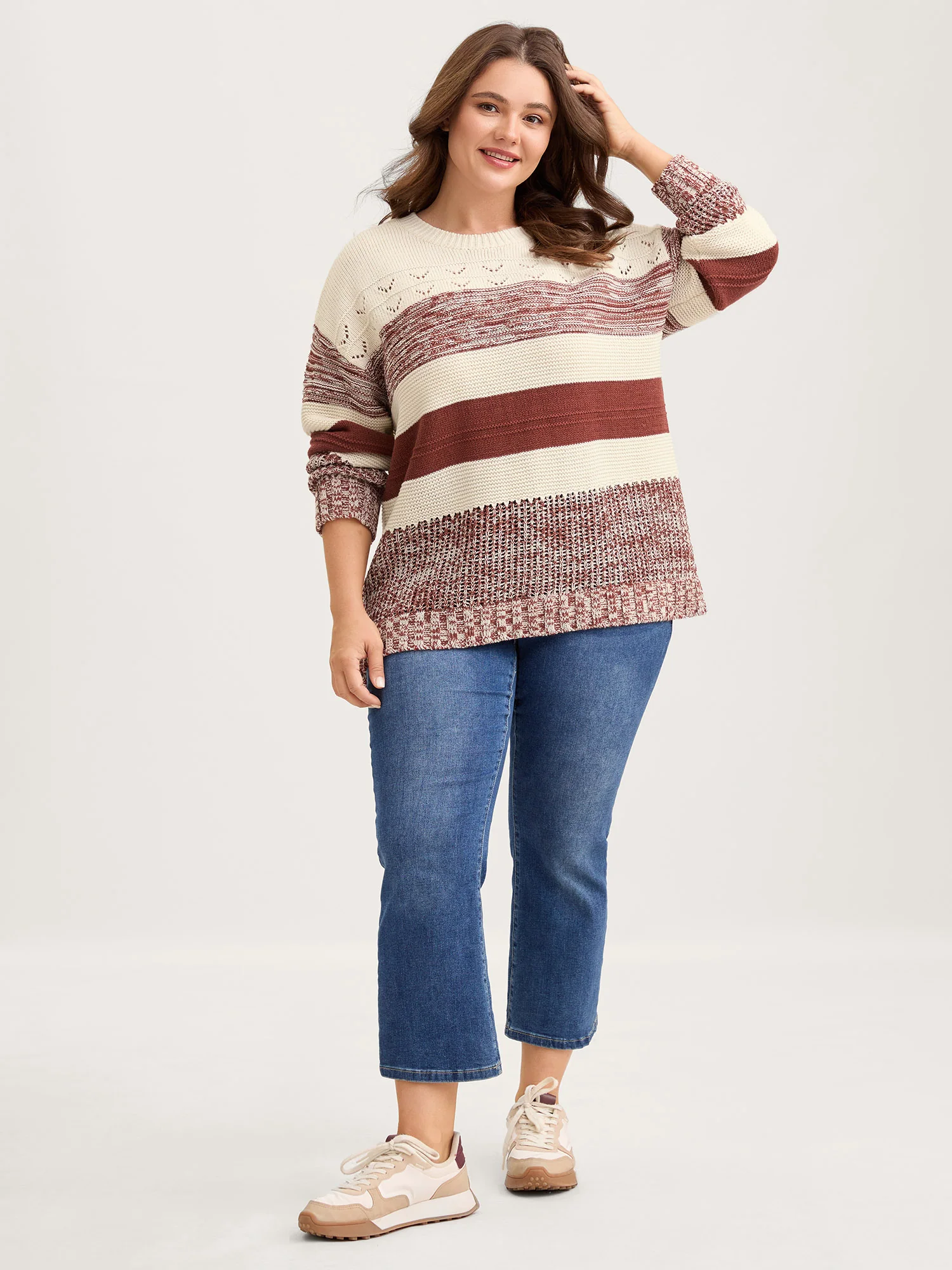 Color Block Textured Cut-Out Sweatshirt - Image 3
