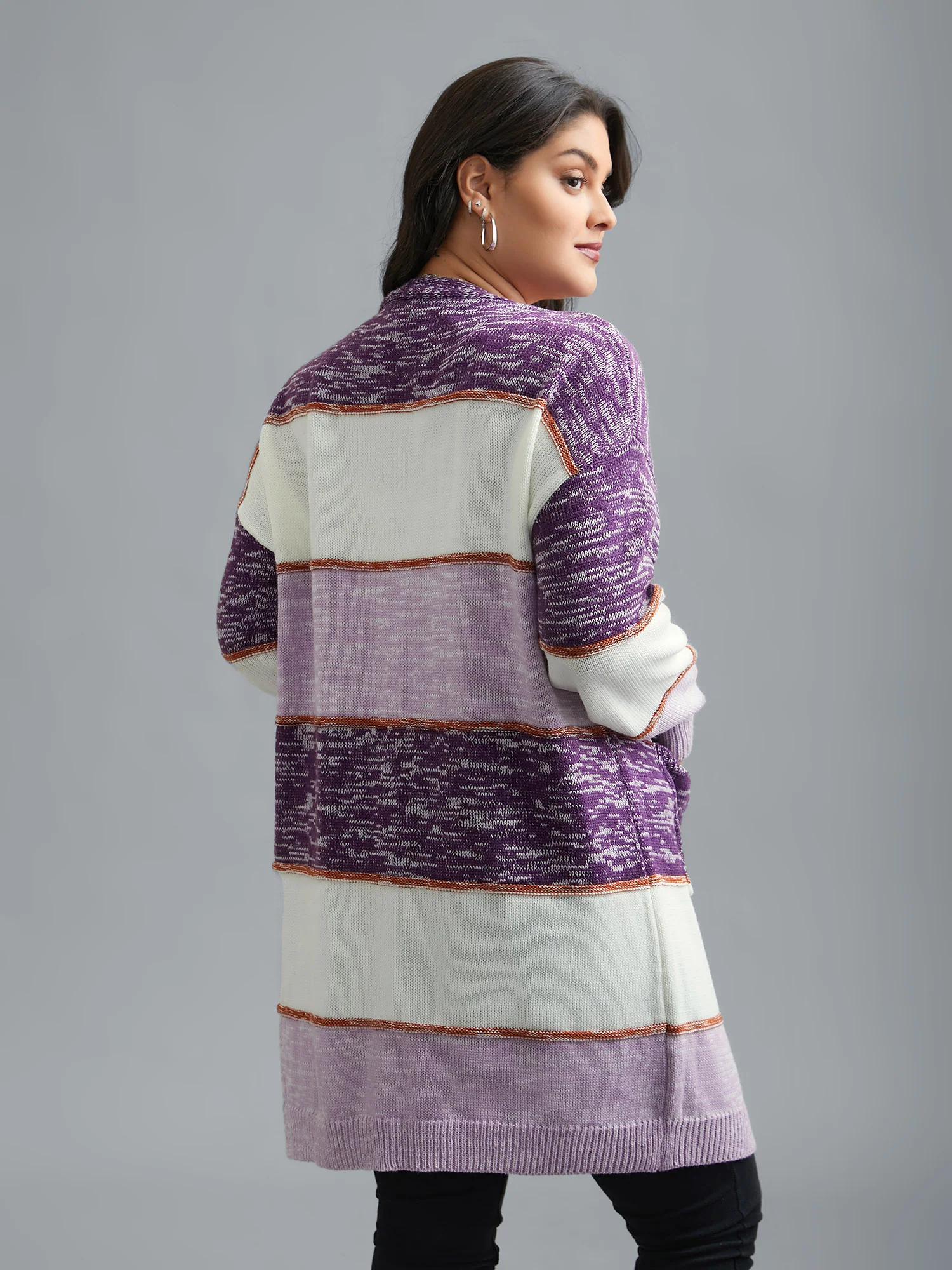 Color Block Textured Open-Front Cardigan - Image 2