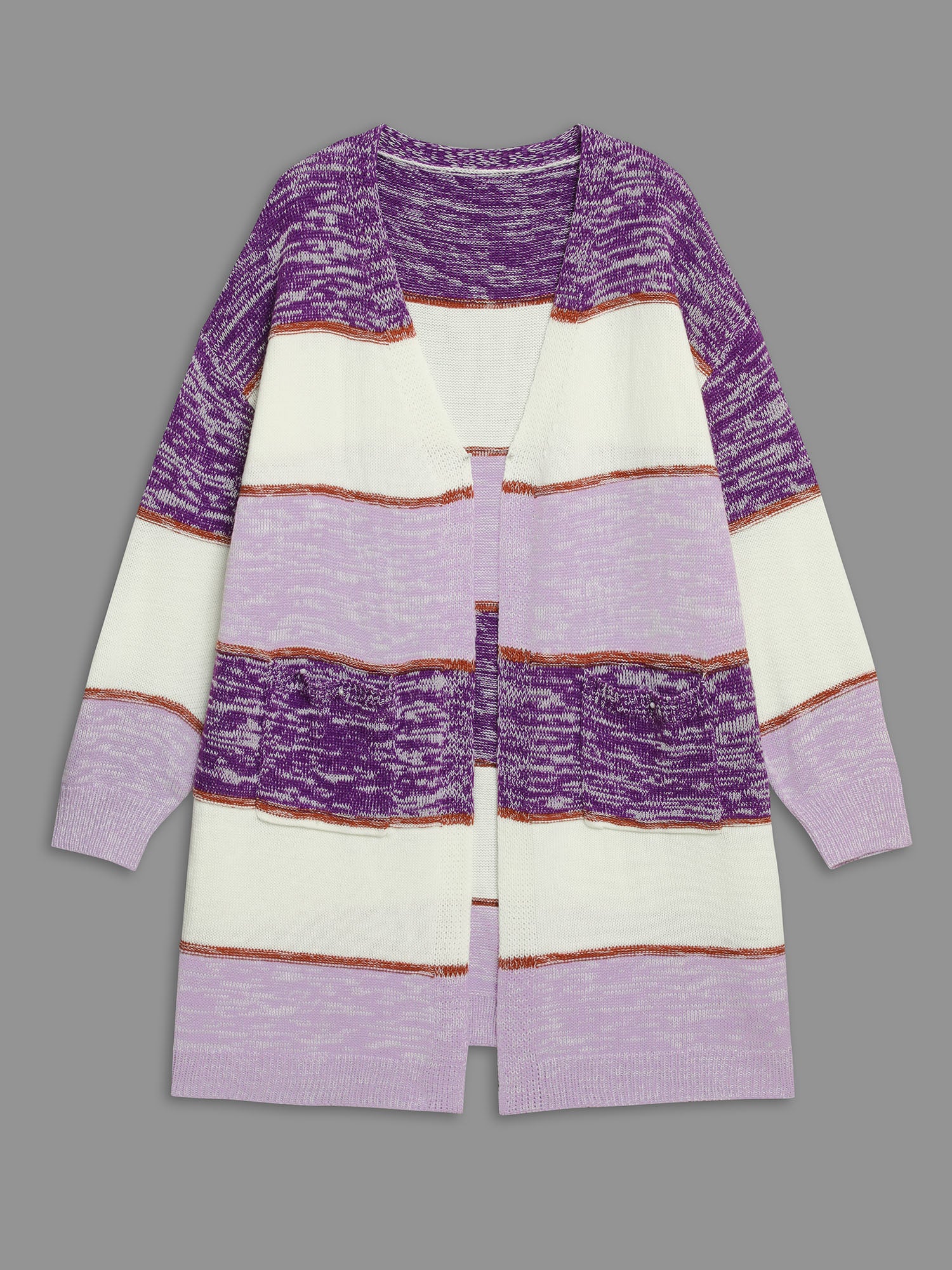 Color Block Textured Open-Front Cardigan - Image 8