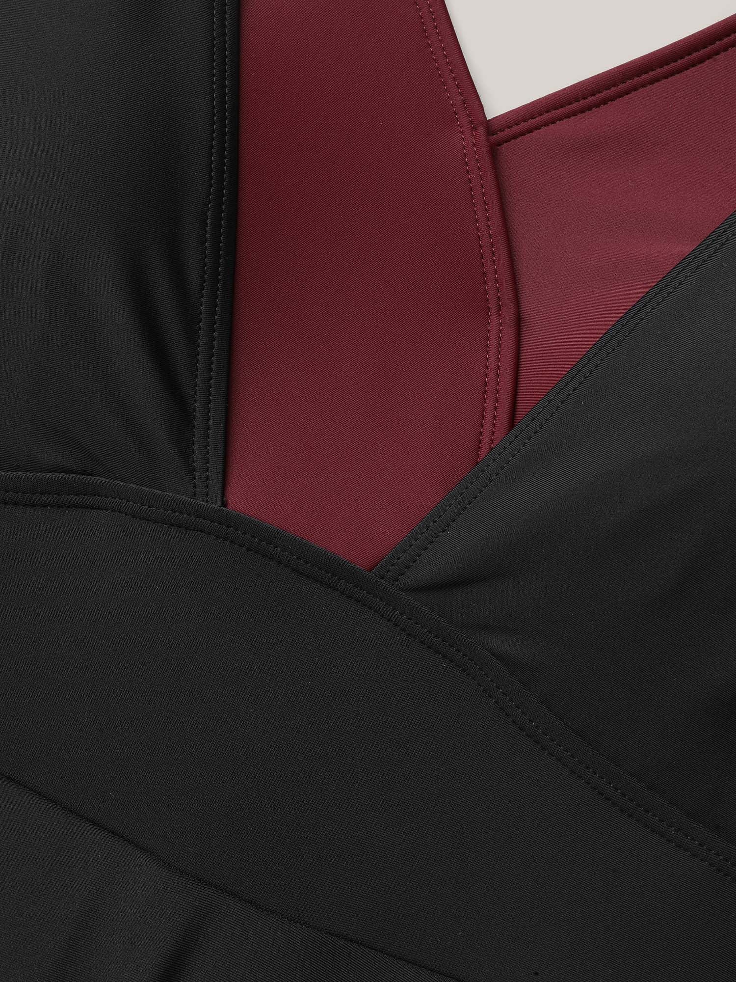 Color-Block Tied Surplice Neck Layered Swim Dress - Image 8