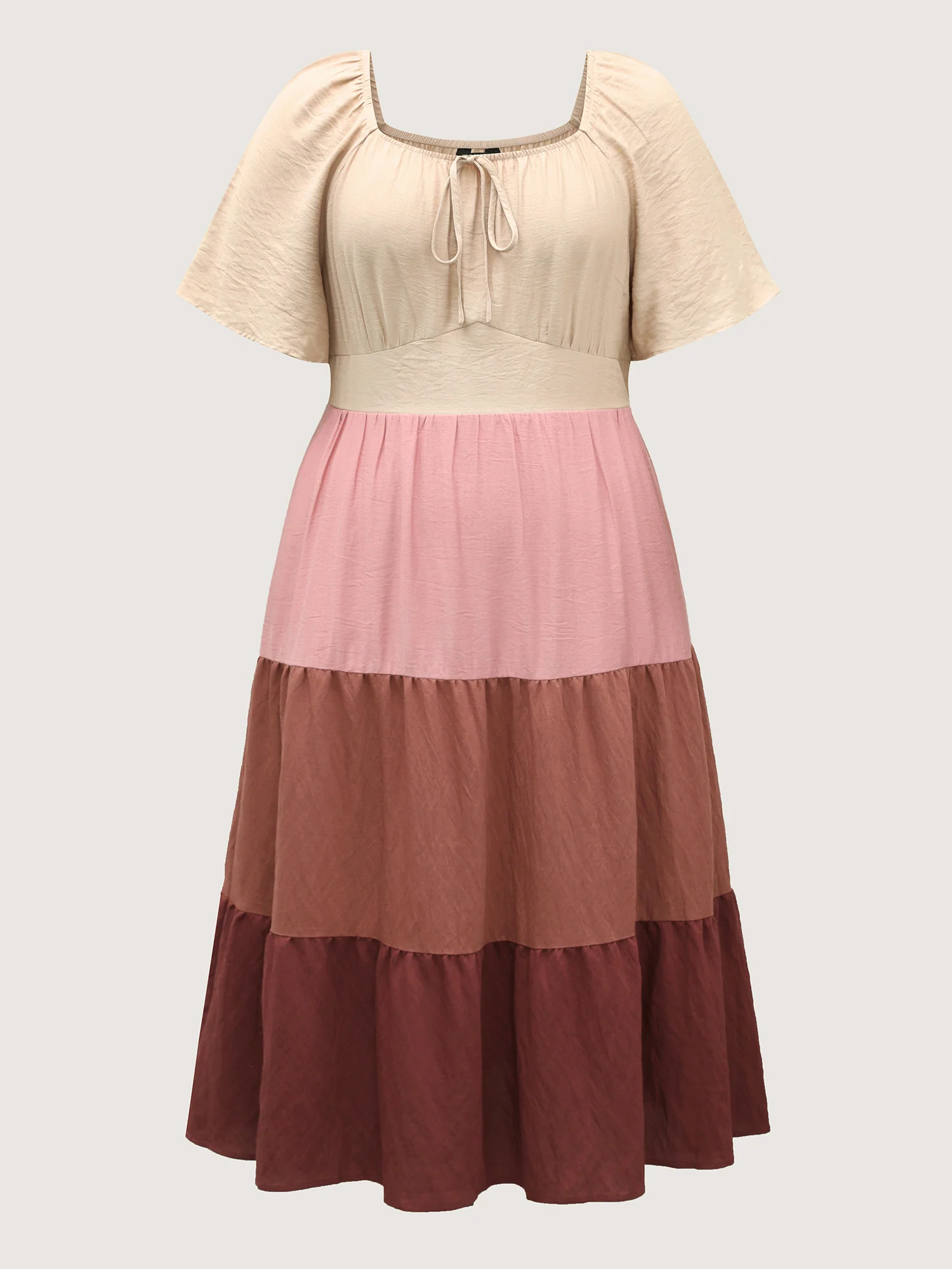 Color Block Tiered Waist-Cinched Midi Dress - Image 5