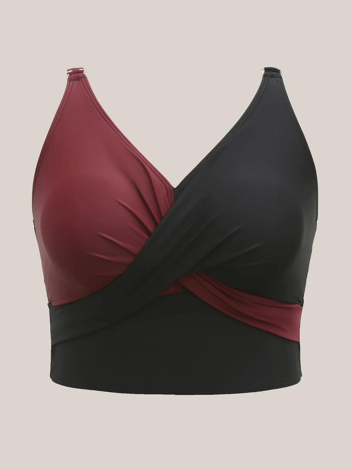 Color Block Twist Front Ruched Swim Top - Image 7