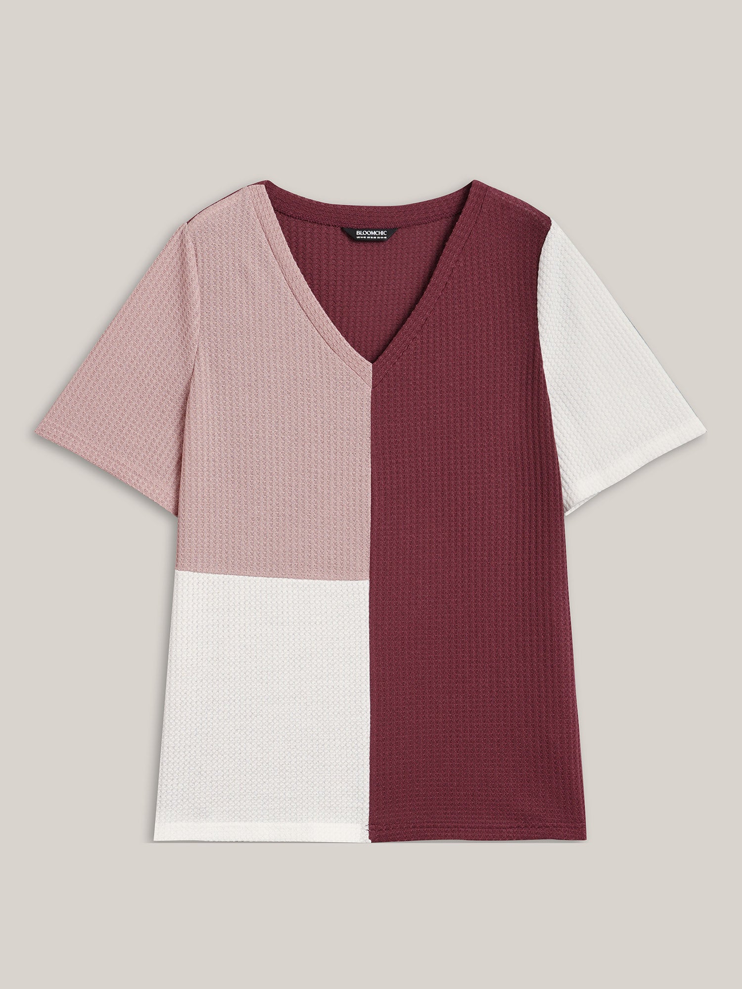 Color Block V-Neck Relaxed Fit T-Shirt - Image 7