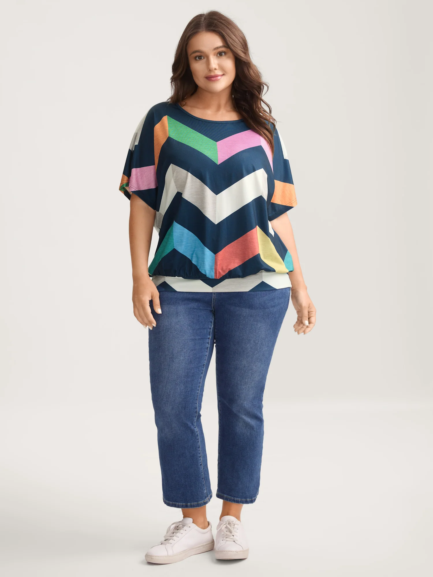 Color Block Wavy Print T-Shirt - Image 3