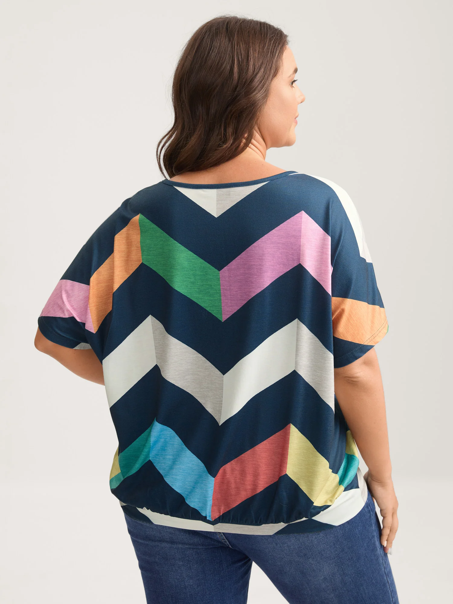 Color Block Wavy Print T-Shirt - Image 4