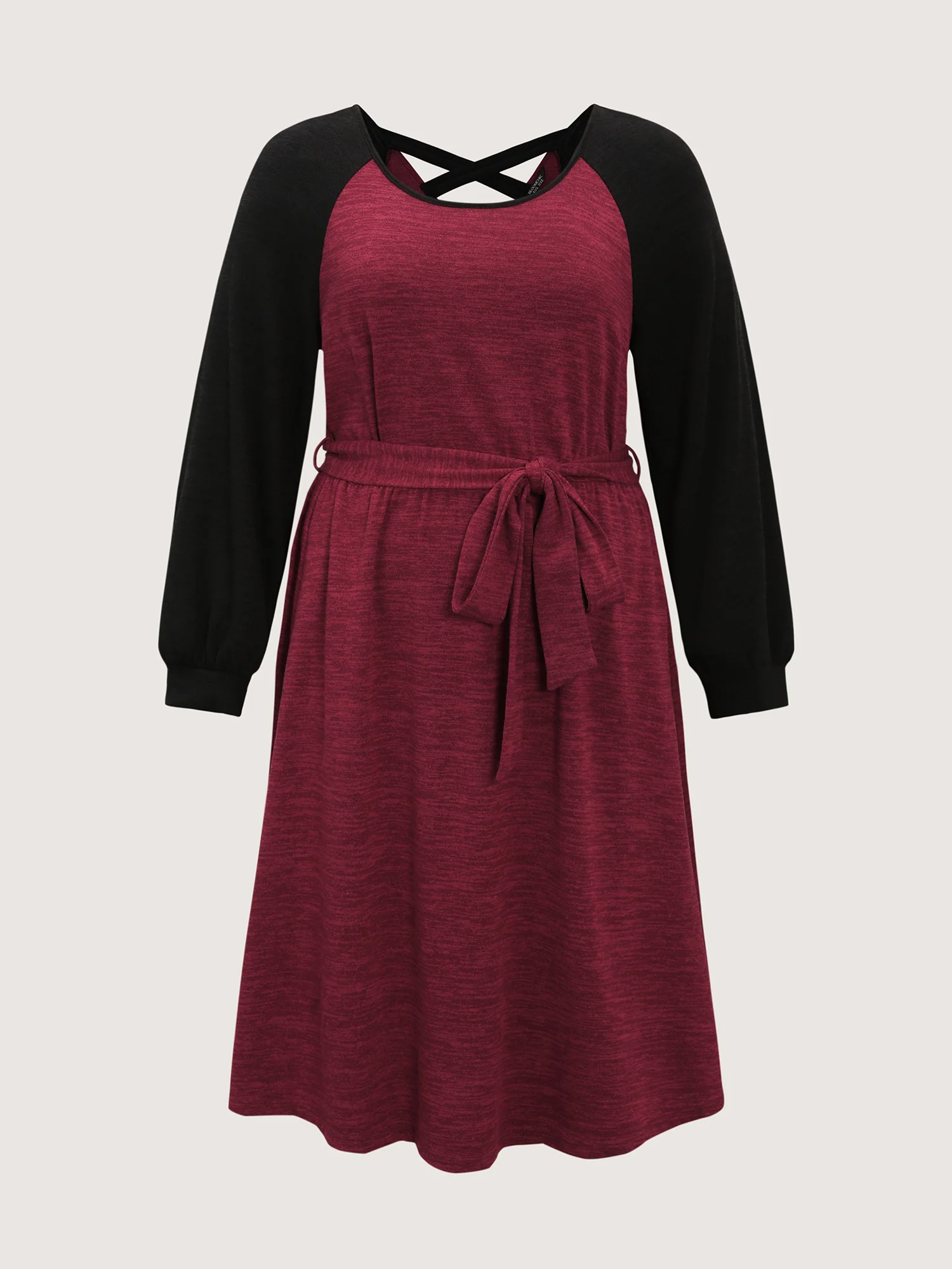 Color Contrast Back Cut-Out Stretchy Midi Dress - Image 7