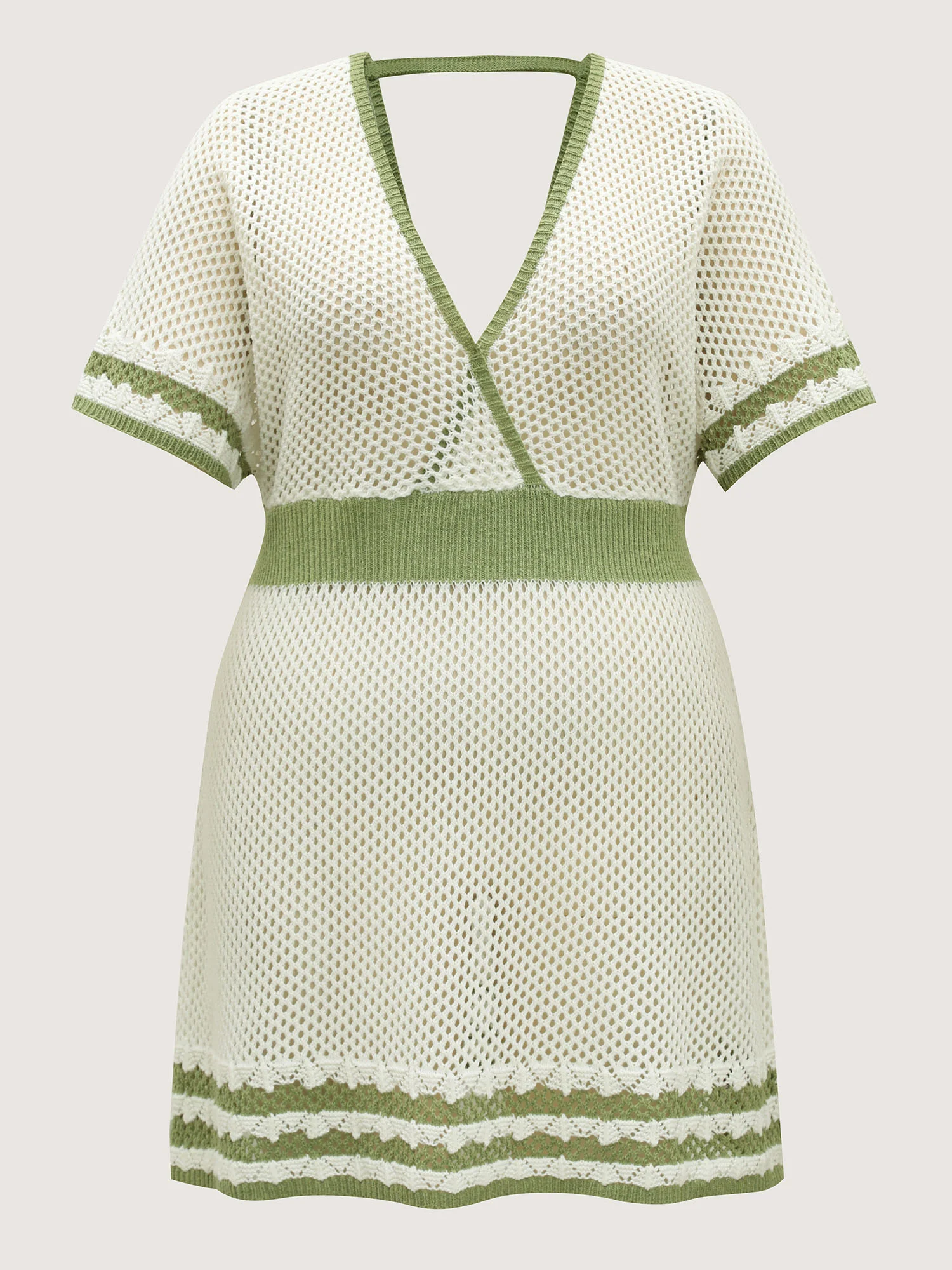 Color Contrast Backless Surplice Swim Cover-Up - Image 7