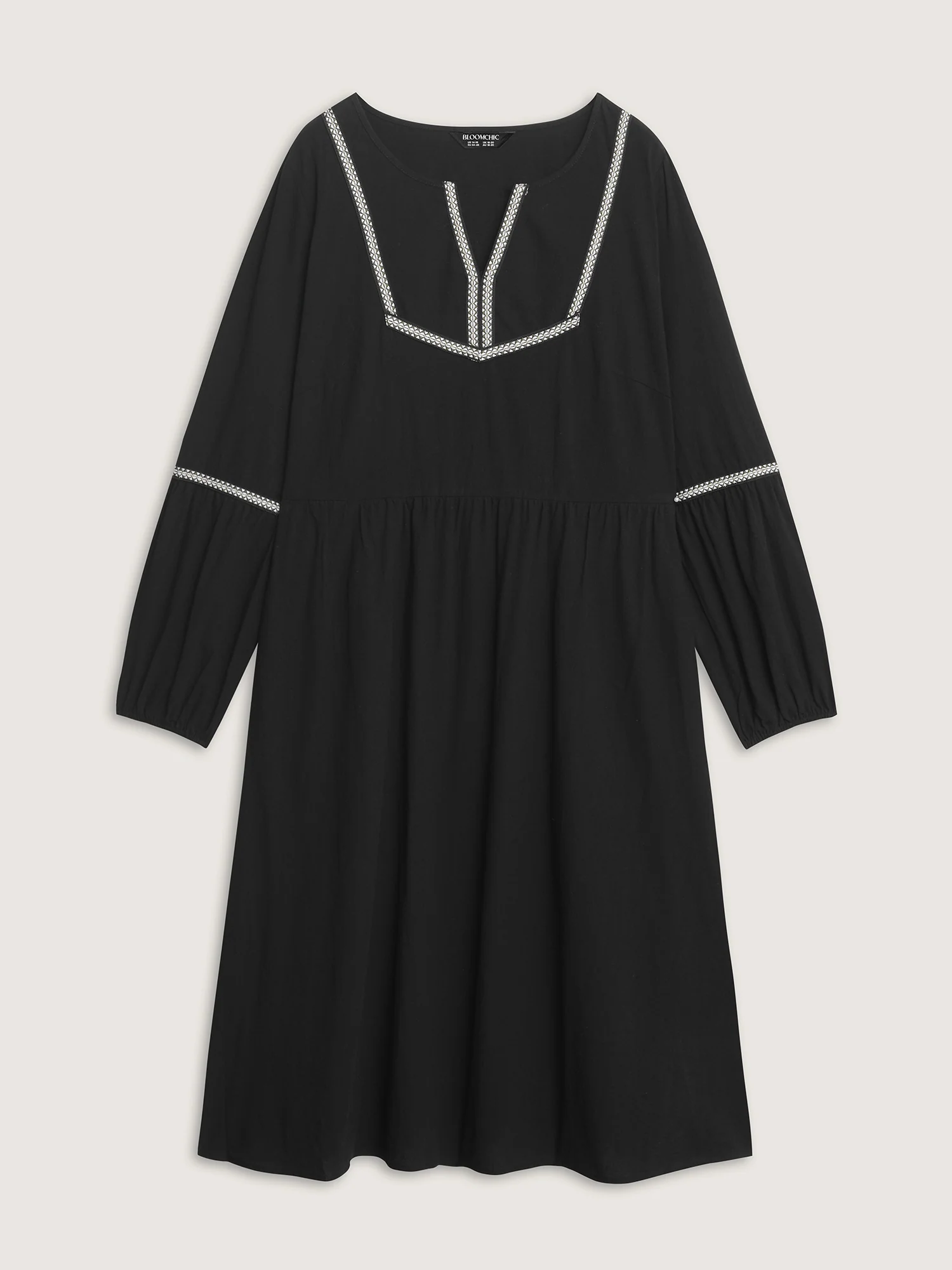 Color Contrast Balloon Sleeve Midi Dress - Image 7