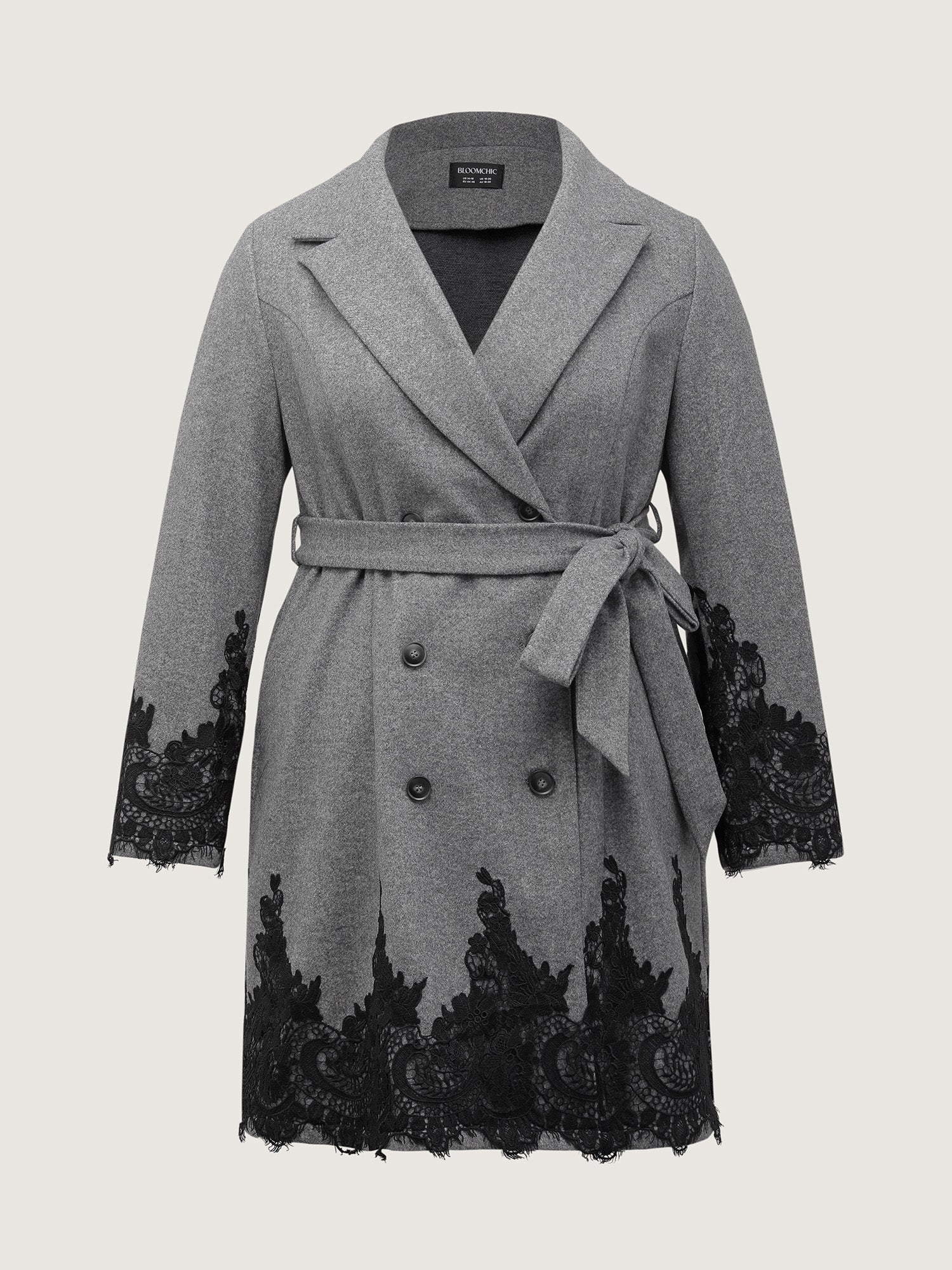 Color Contrast Belted Lace Coat - Image 10
