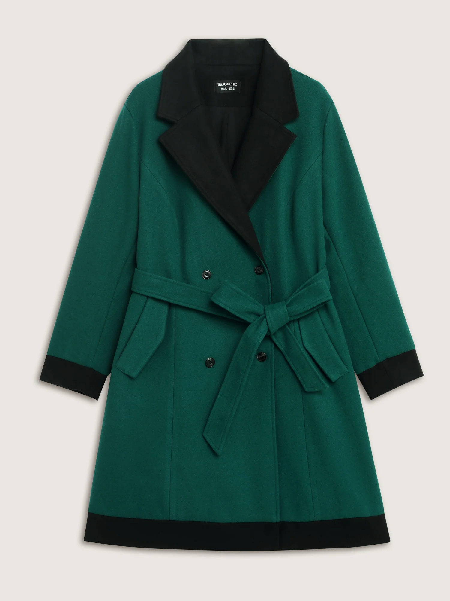 Color Contrast Belted Lined Coat - Image 9