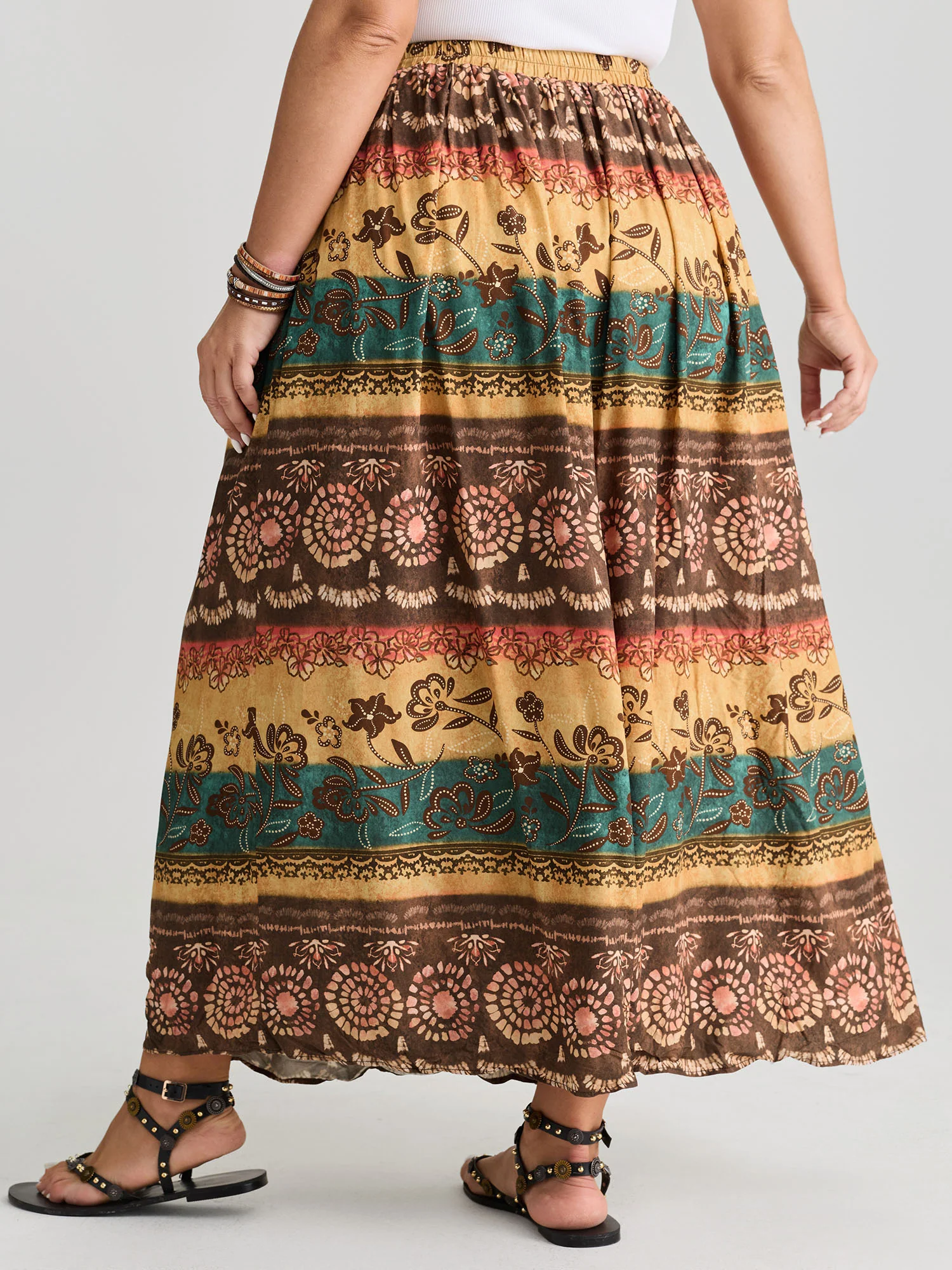 Color Contrast Boho Print Maxi Skirt - Image 5