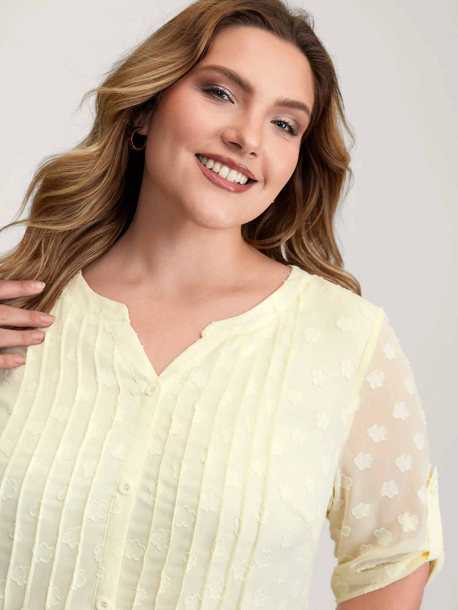 Color Contrast Button Placket Blouse - Image 2
