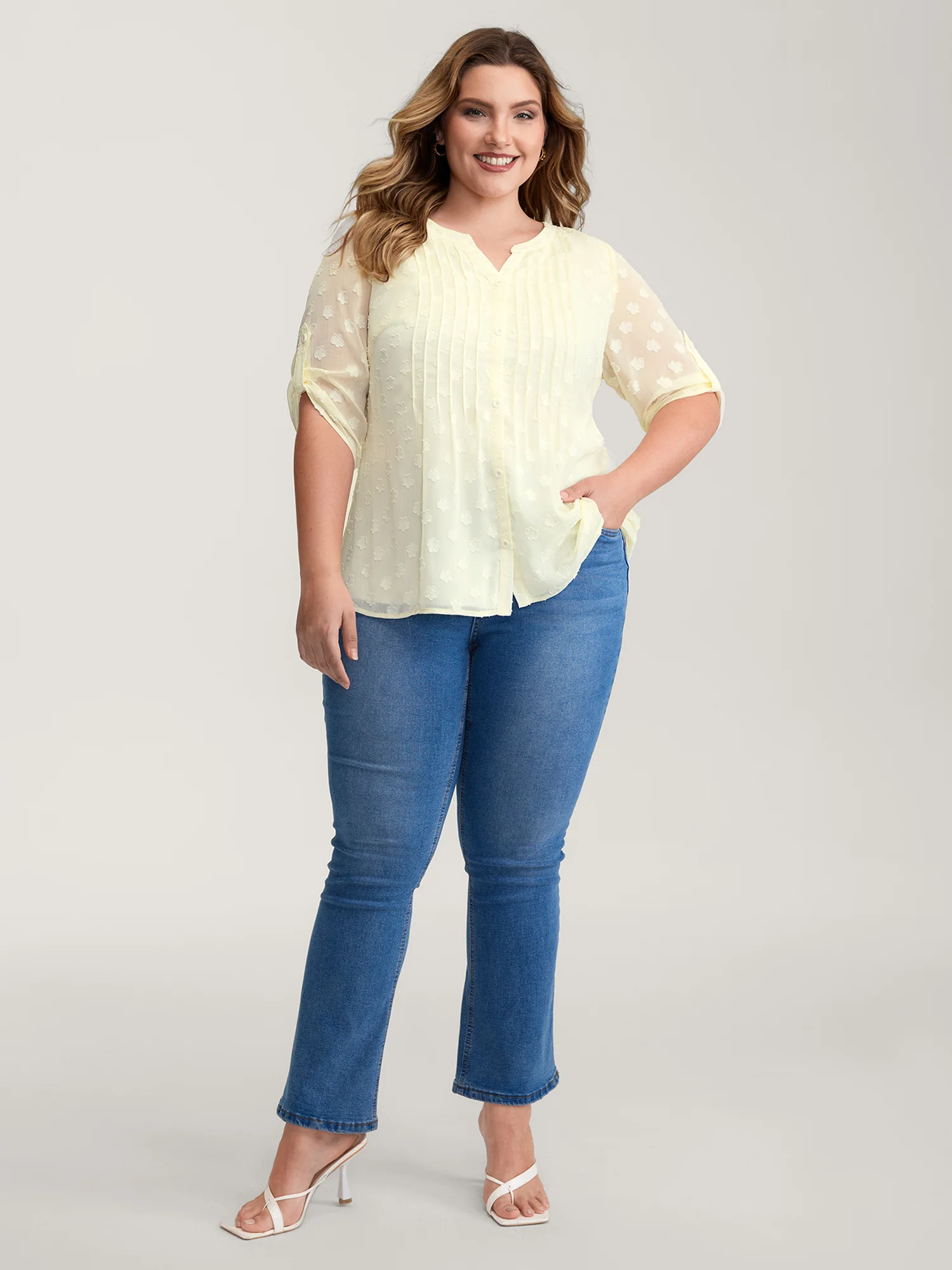 Color Contrast Button Placket Blouse - Image 3