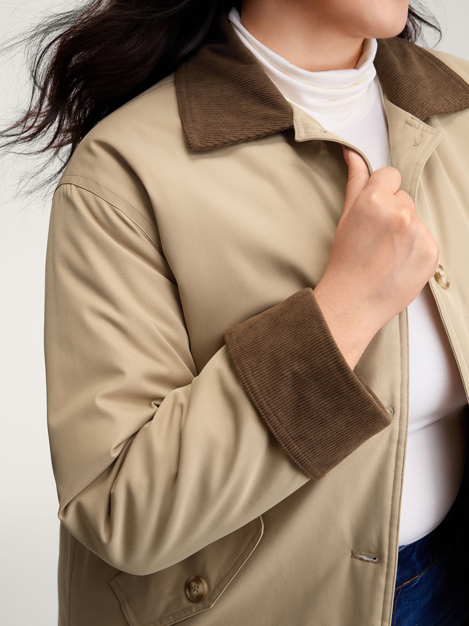 Color Contrast Button Quilted Jacket - Image 4