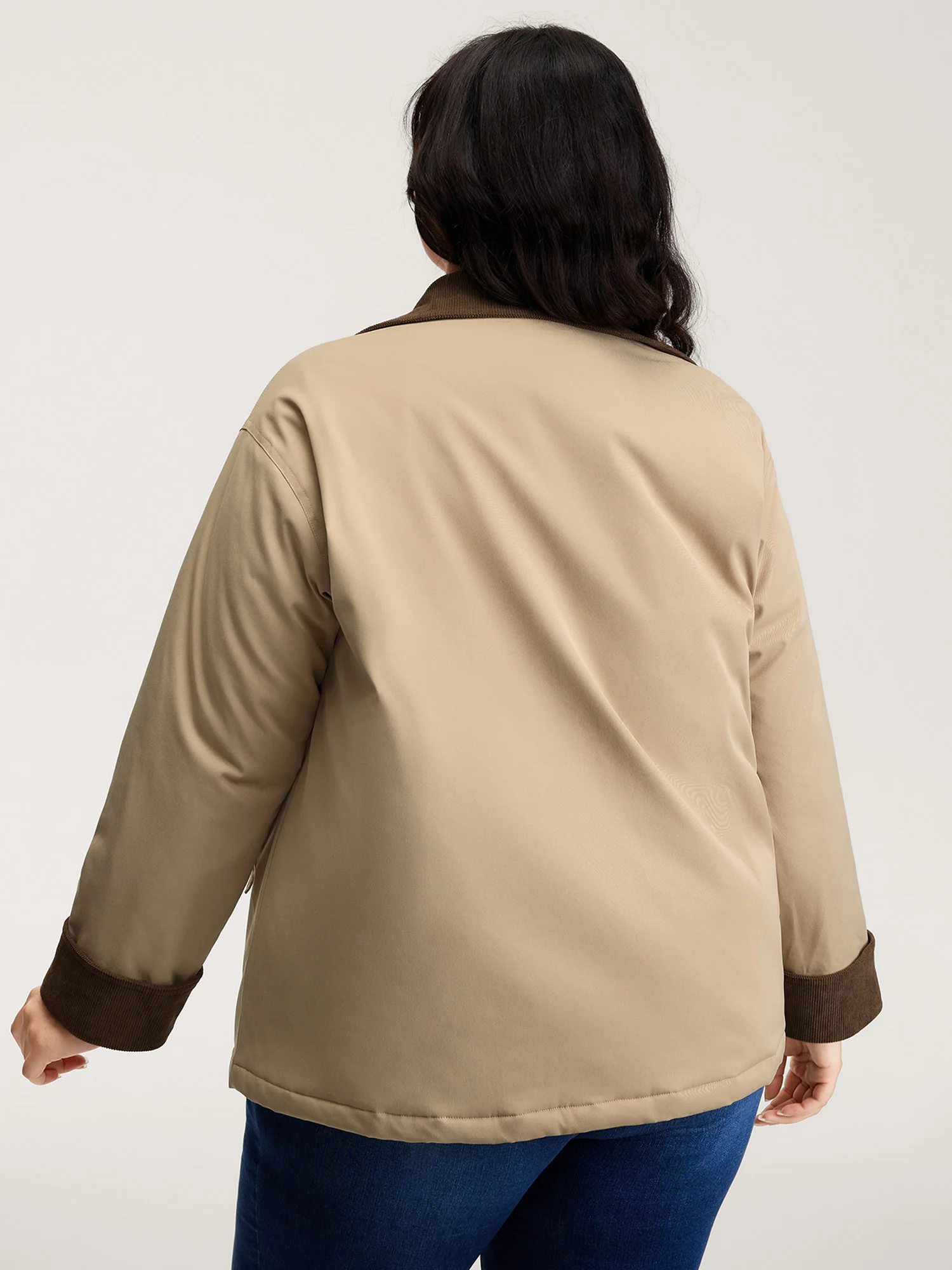 Color Contrast Button Quilted Jacket - Image 5