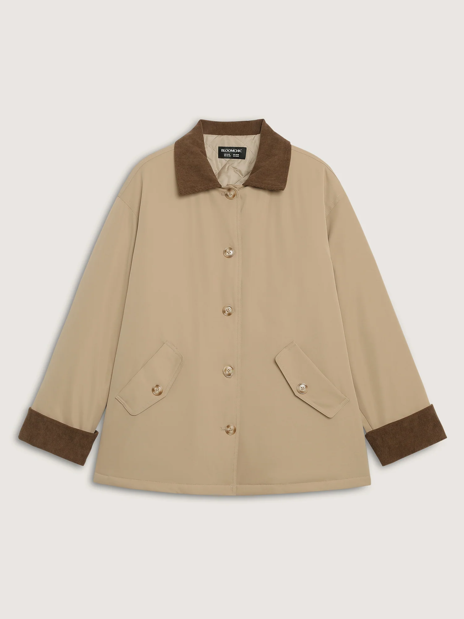 Color Contrast Button Quilted Jacket - Image 9