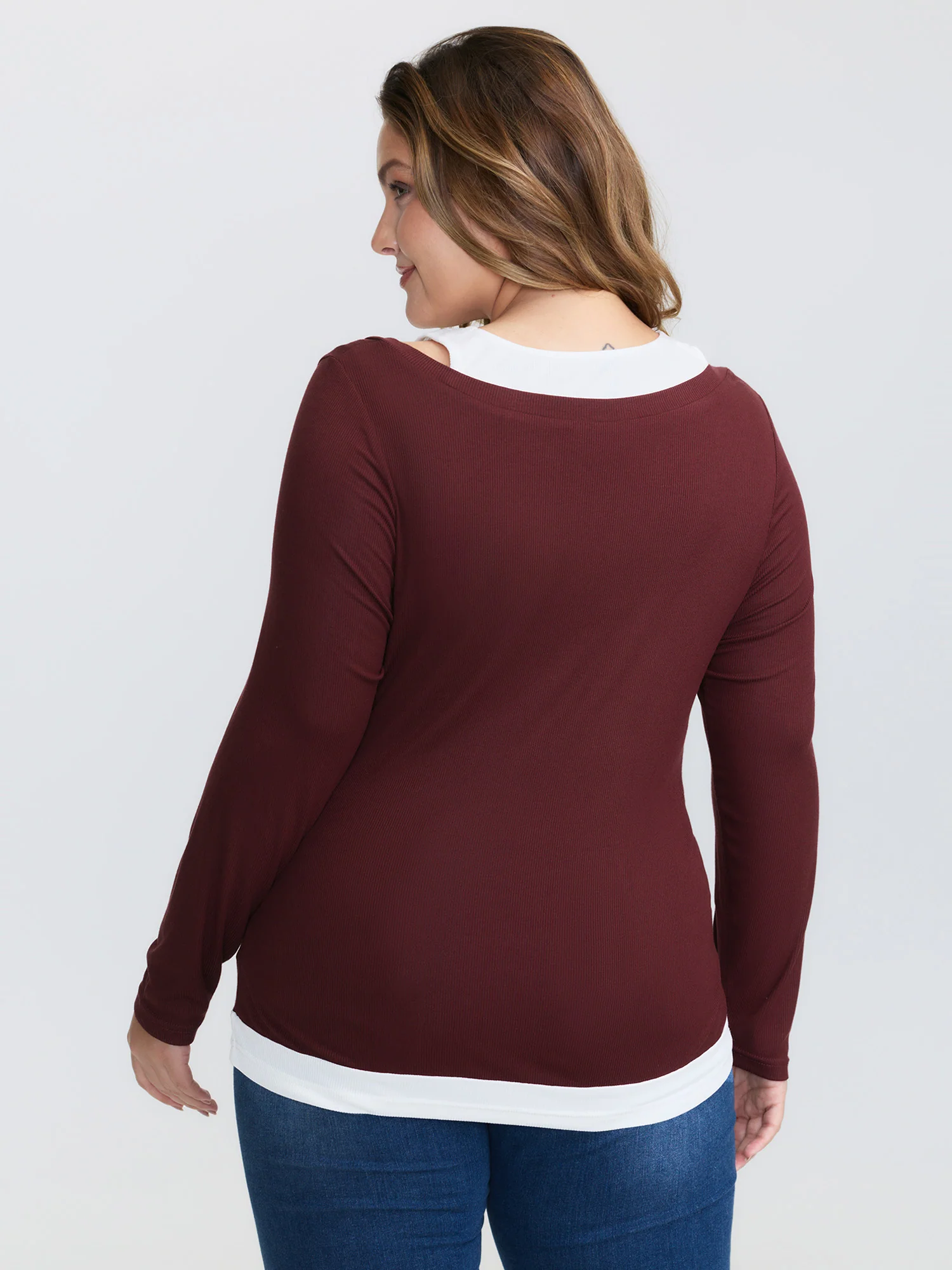 Color Contrast Buttons Fitted T-Shirt - Image 4