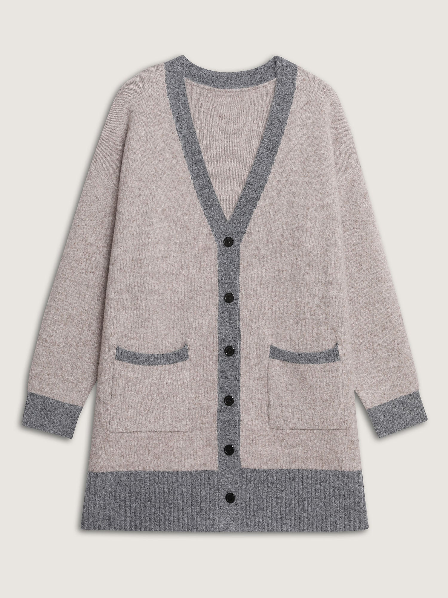 Color Contrast Buttons Pockets Knit Cardigan - Image 10