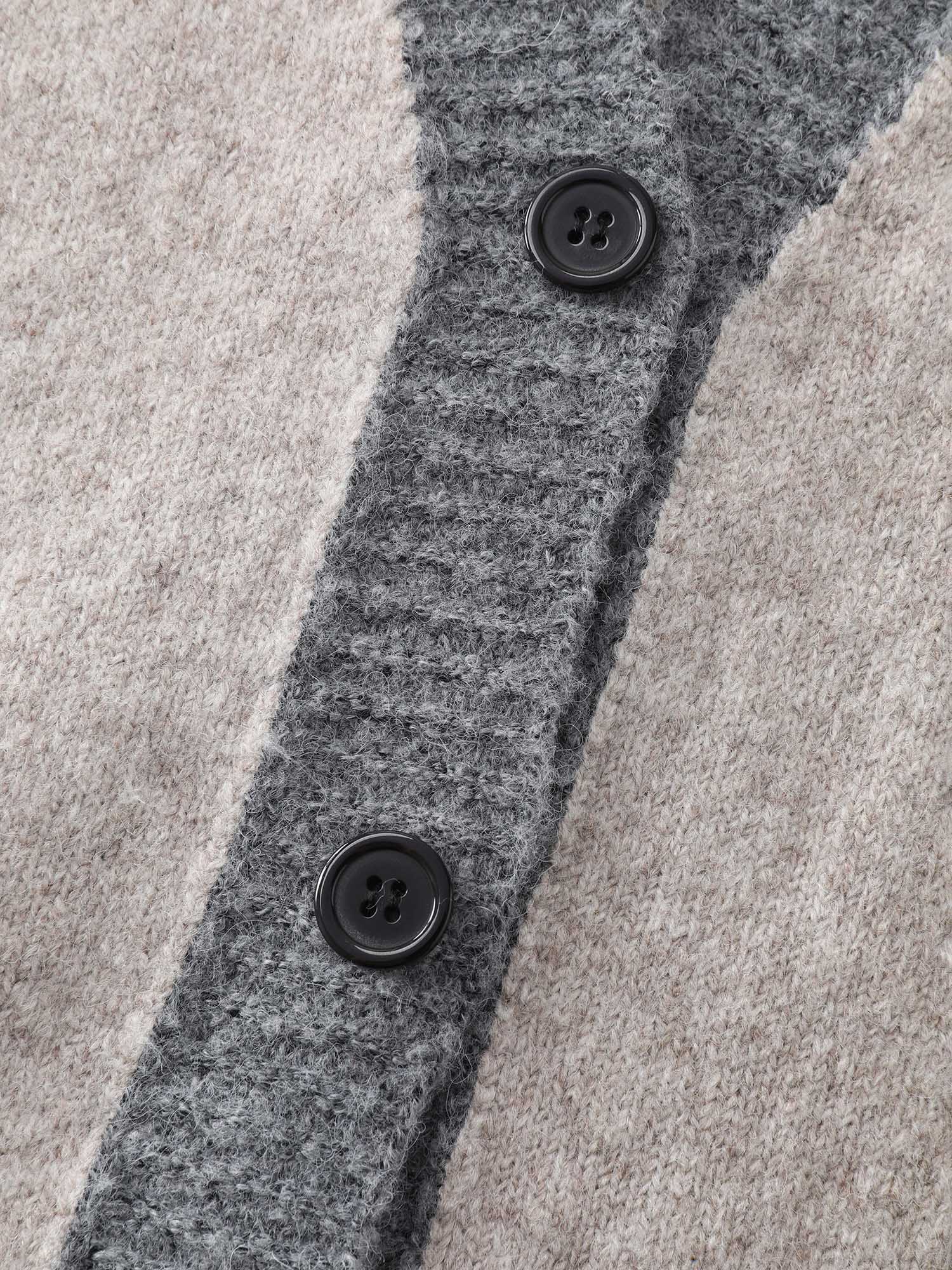 Color Contrast Buttons Pockets Knit Cardigan - Image 7