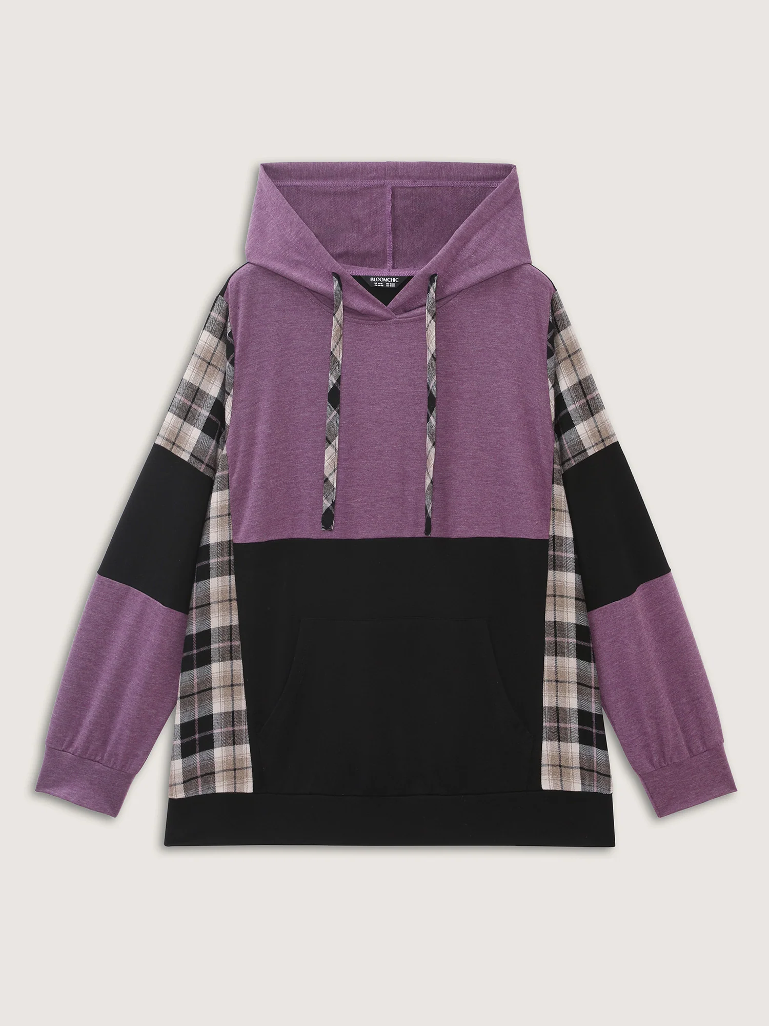 Color Contrast Checkered Hoodie - Image 8
