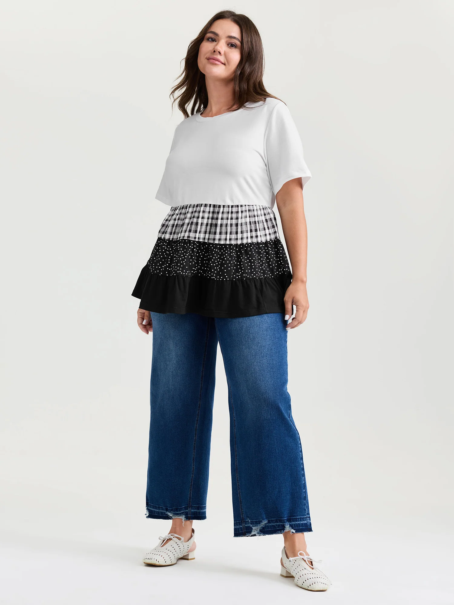 Color Contrast Checkered Tiered Top - Image 2