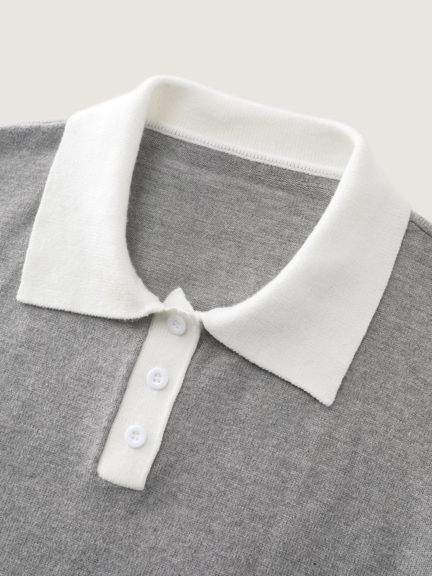 Color Contrast Collar Ribbed Hem Pullover - Image 5