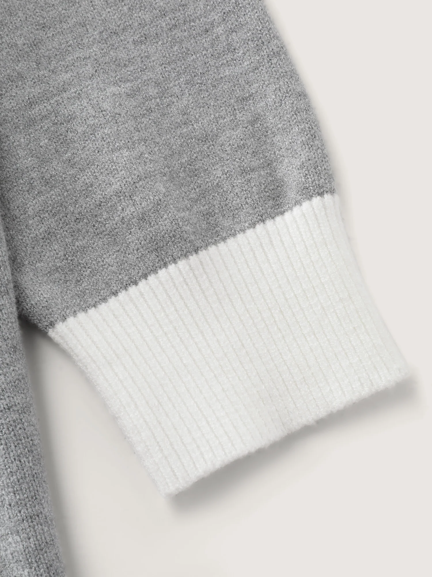Color Contrast Collar Ribbed Hem Pullover - Image 6
