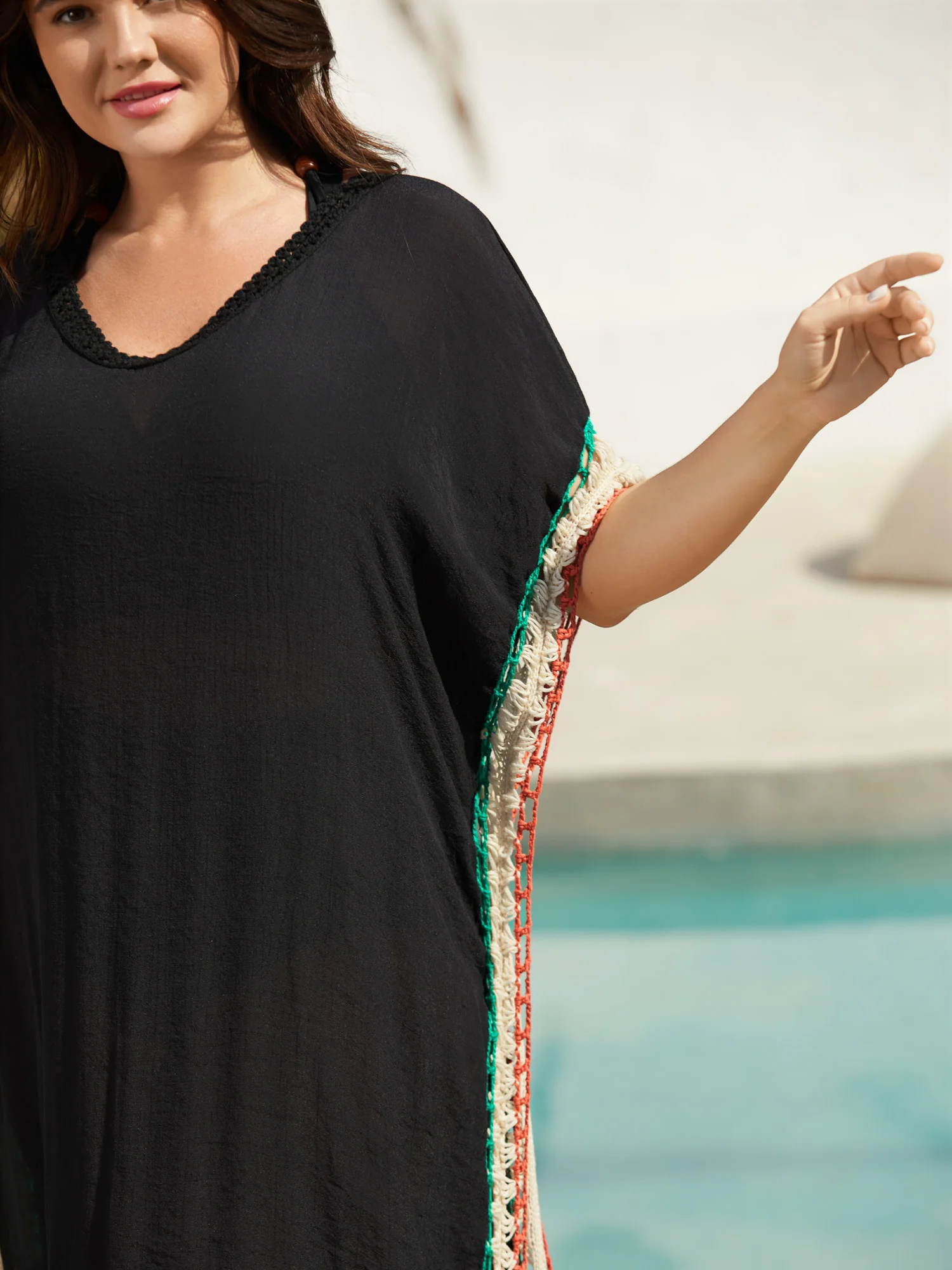 Color Contrast Cut-Out Swim Cover-Up - Image 5