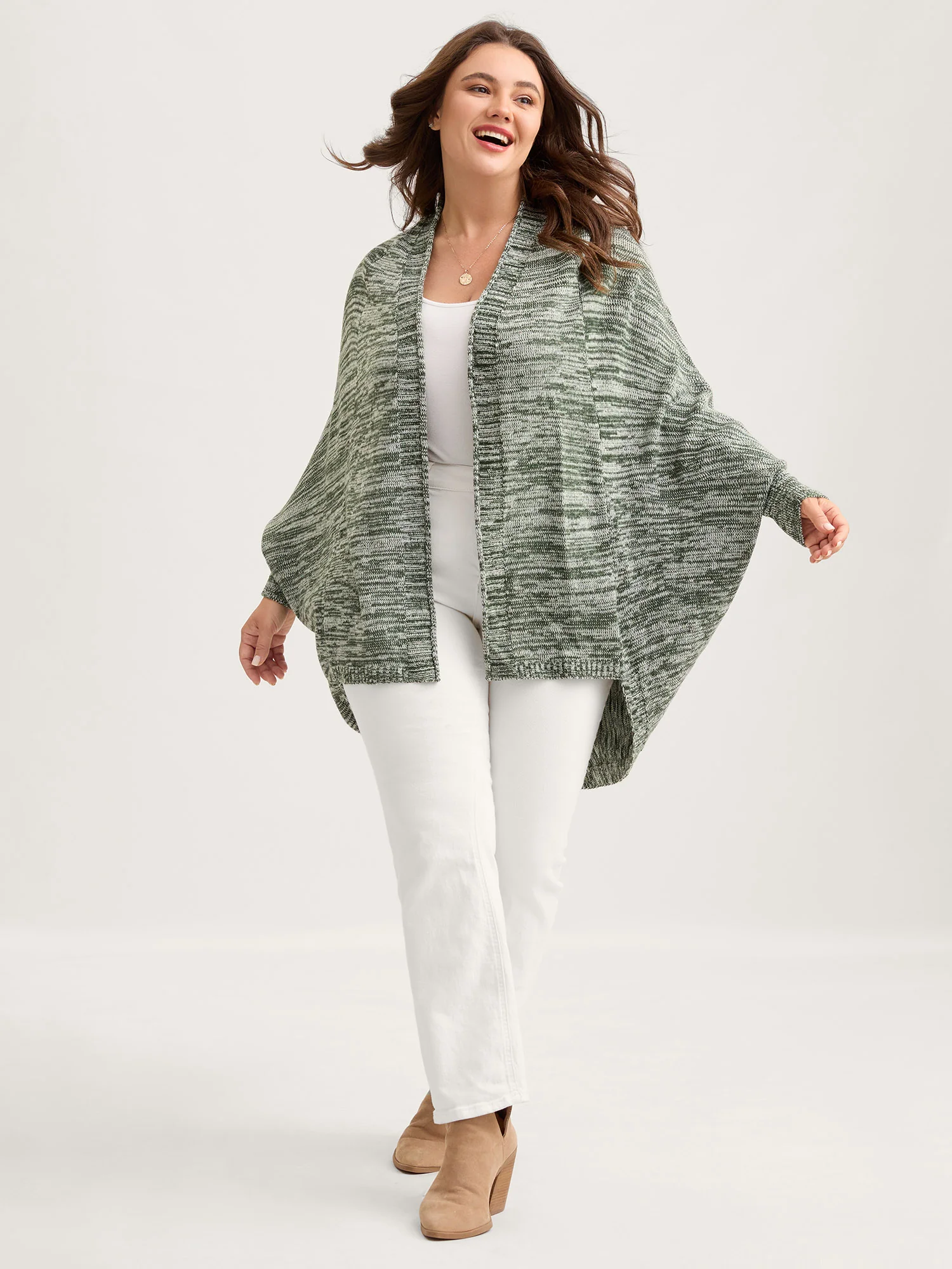 Color Contrast Dolman Sleeve Knit Cardigan - Image 3