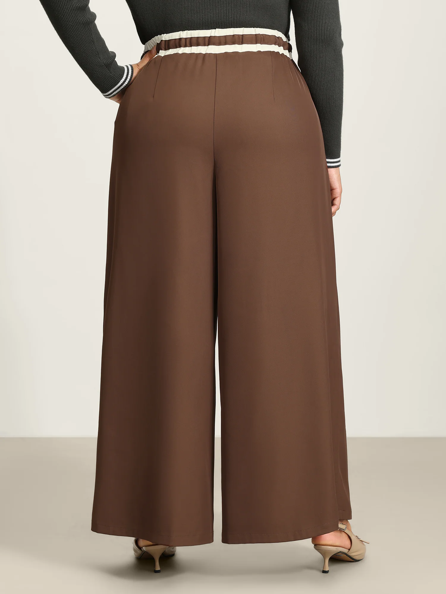 Color Contrast Drawstring Wide-Leg Pants - Image 5