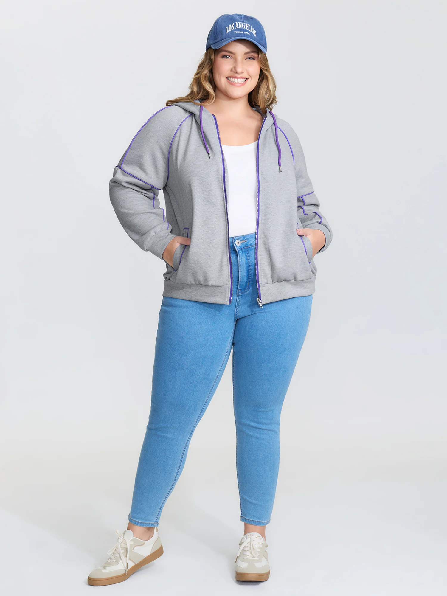 Color Contrast Drop Shoulder Hooded Jacket - Image 3