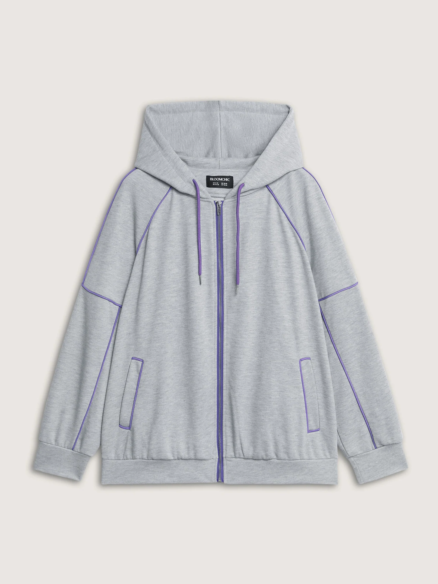 Color Contrast Drop Shoulder Hooded Jacket - Image 8
