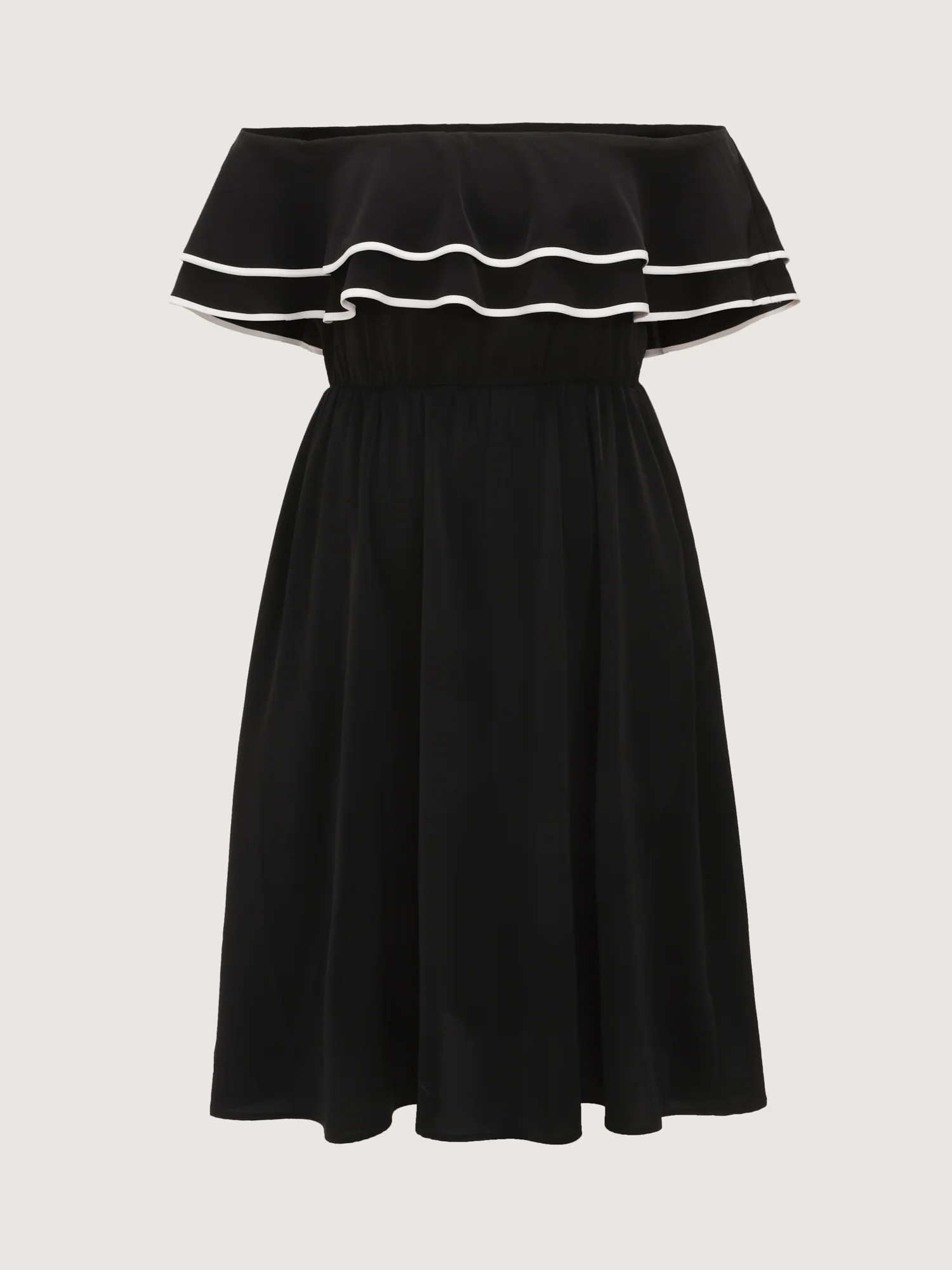 Color Contrast Edge Off-Shoulder Midi Dress - Image 7