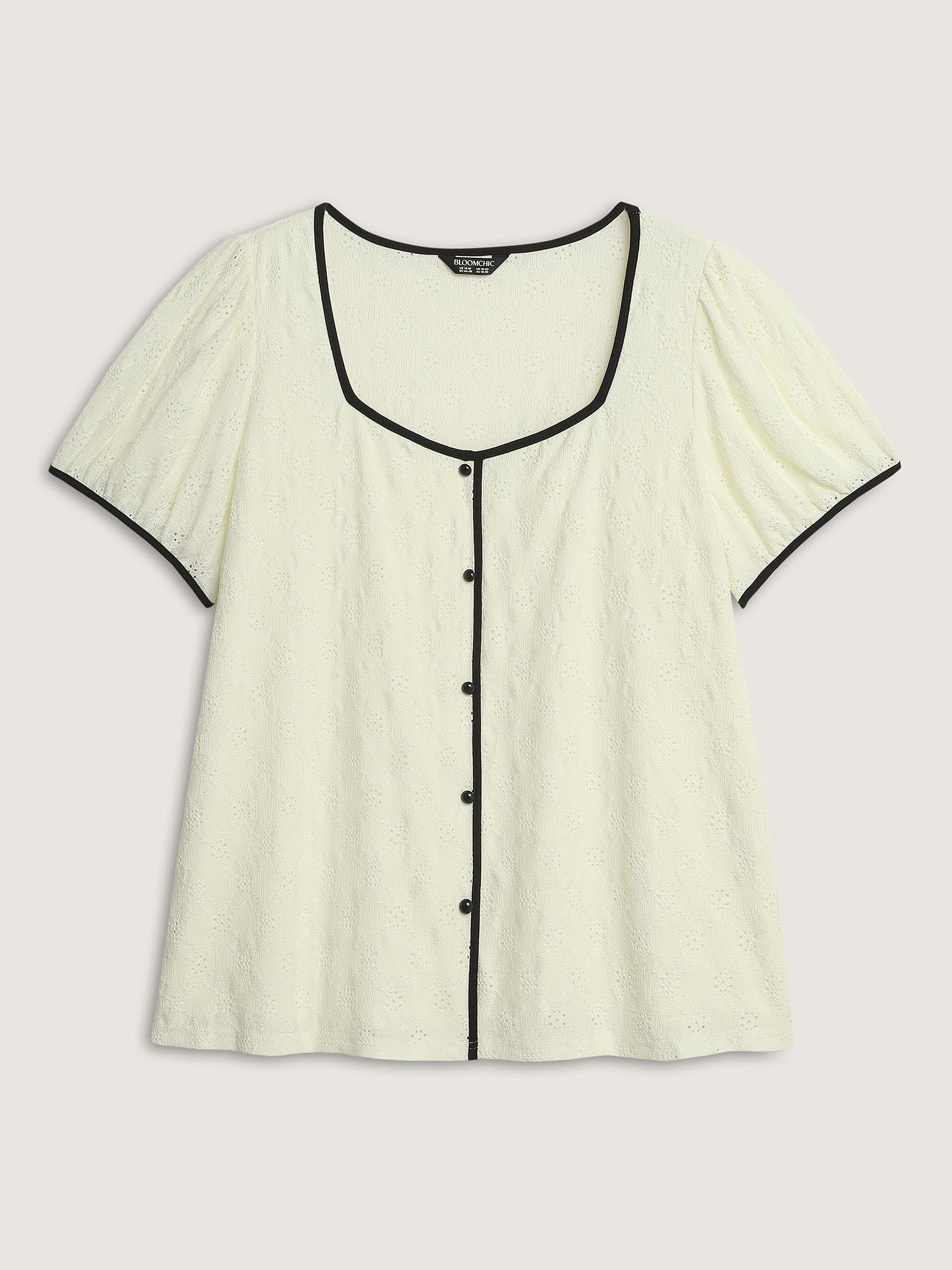 Color Contrast Edges Button Blouse - Image 7