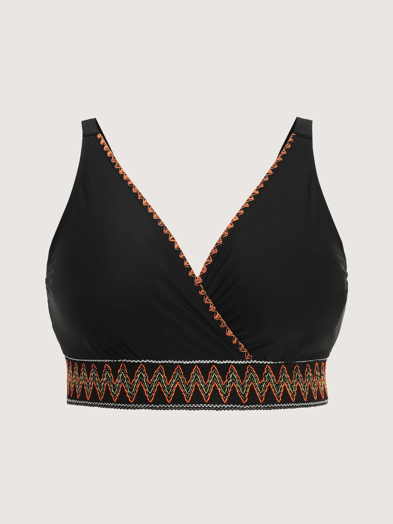 Color Contrast Edges Surplice Neck Bikini Top - Image 8