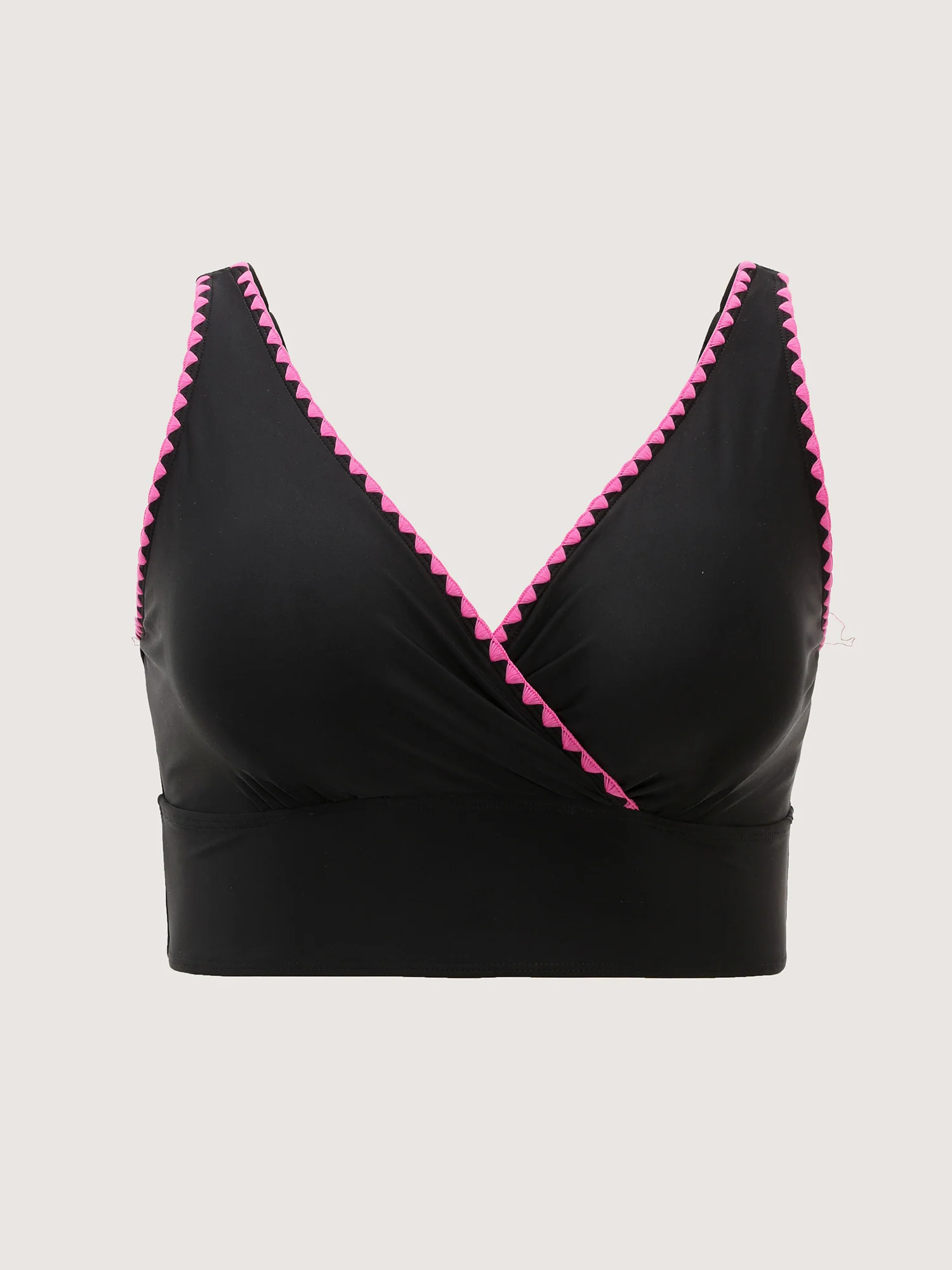 Color Contrast Embroidered Edge Bikini Top - Image 7